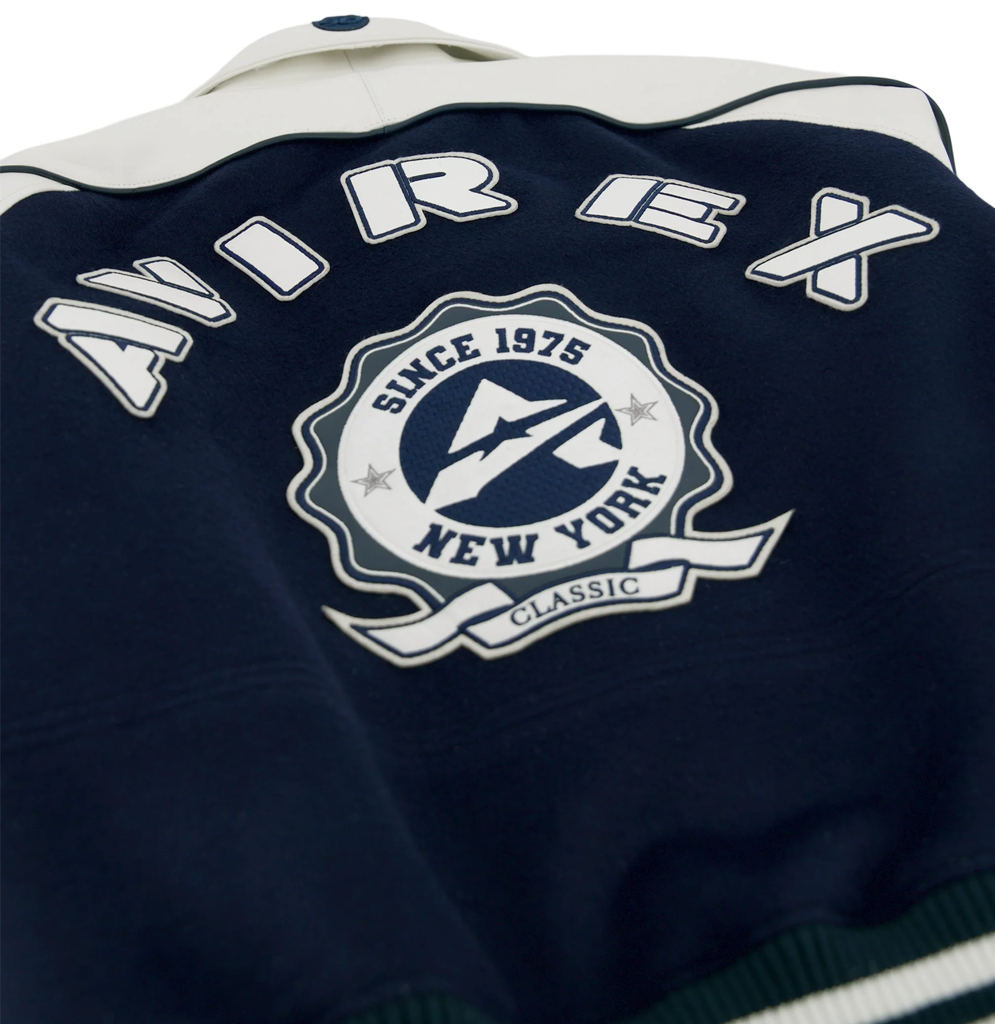 Classic Wool Leather Varsity Jacket | Navy Blazer - Image 11