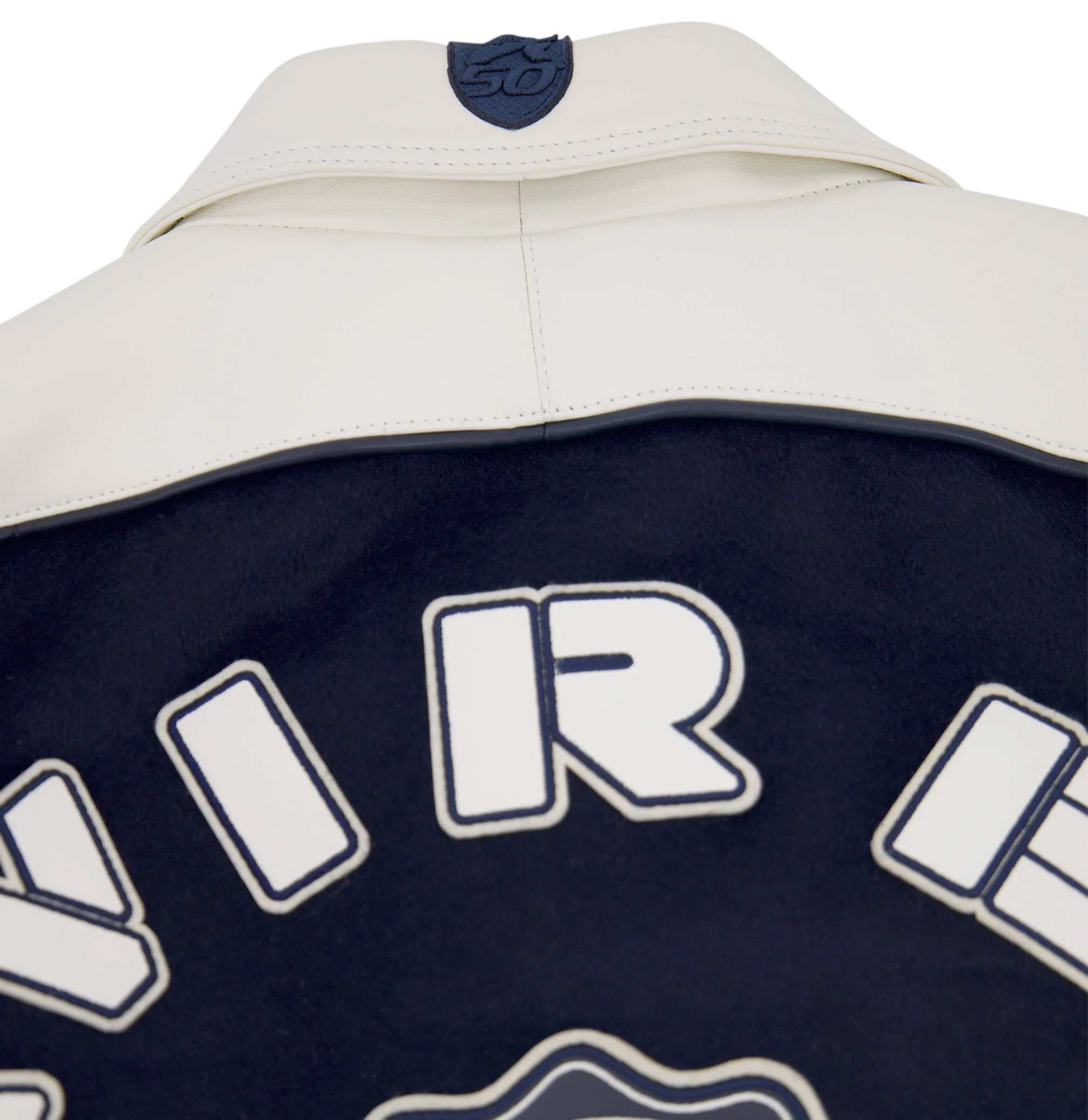 Classic Wool Leather Varsity Jacket | Navy Blazer - Image 12