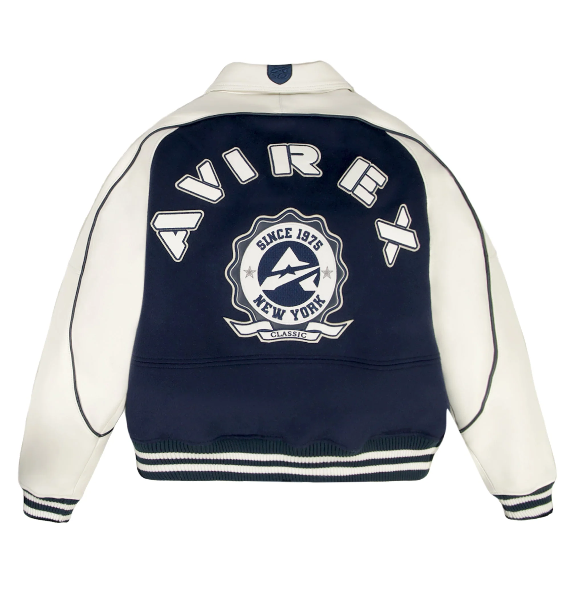 Classic Wool Leather Varsity Jacket | Navy Blazer - Image 2