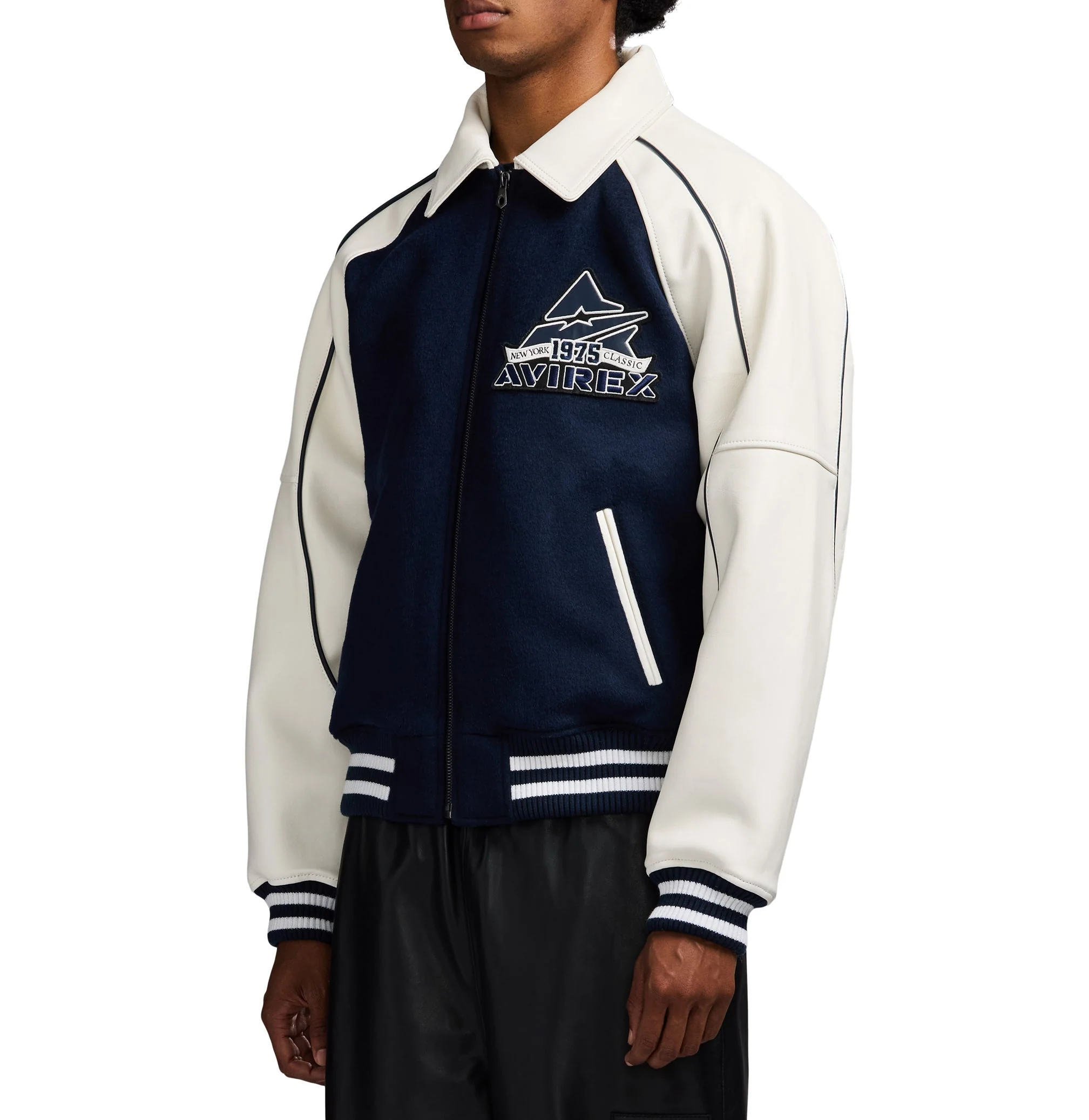 Classic Wool Leather Varsity Jacket | Navy Blazer - Image 4