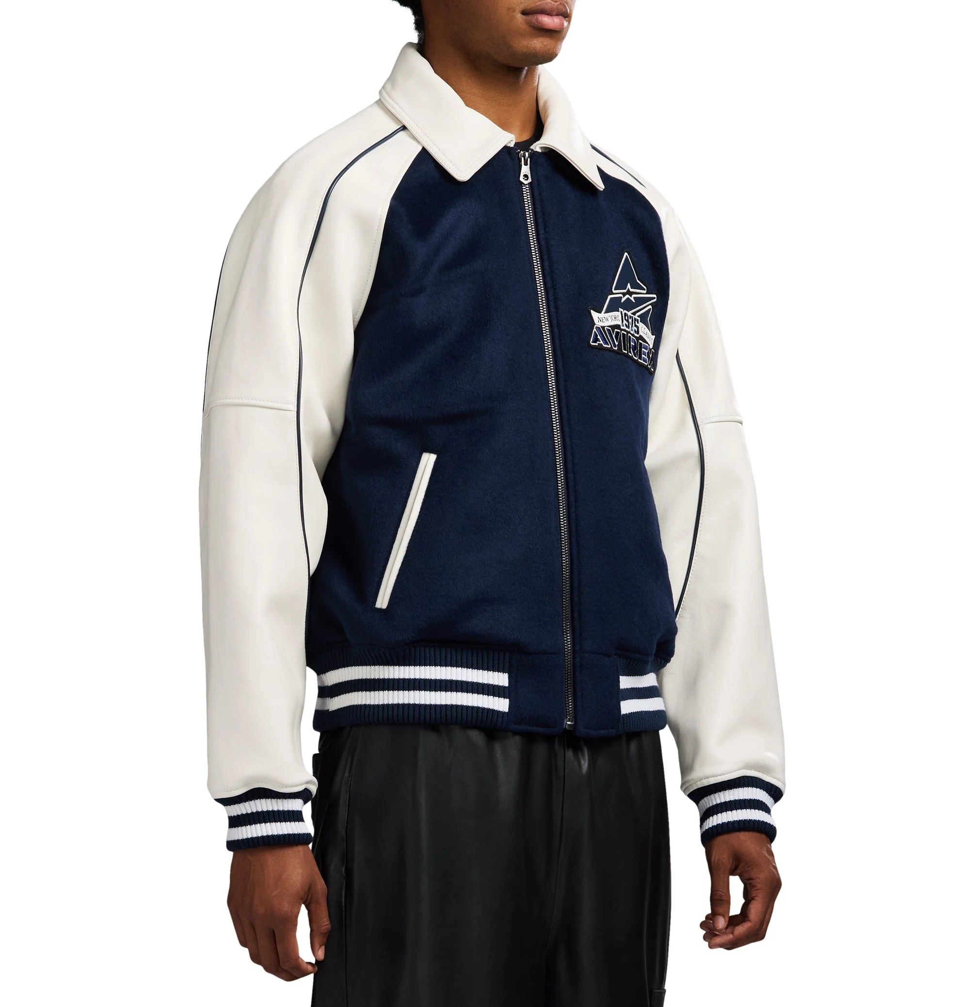 Classic Wool Leather Varsity Jacket | Navy Blazer - Image 5
