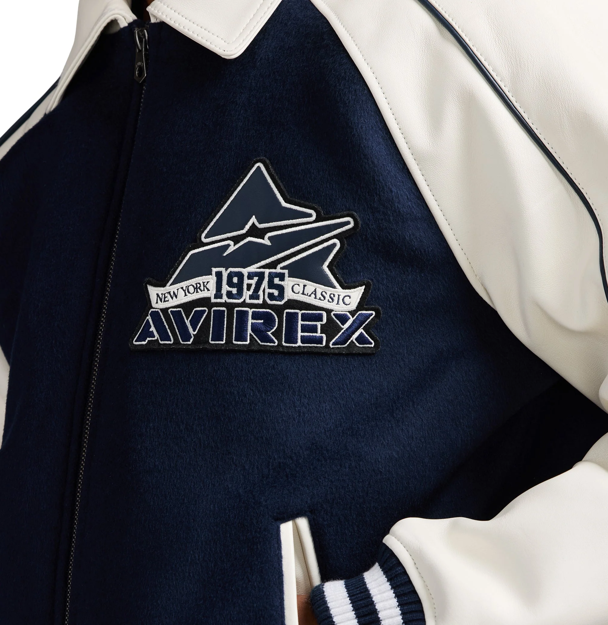 Classic Wool Leather Varsity Jacket | Navy Blazer - Image 8