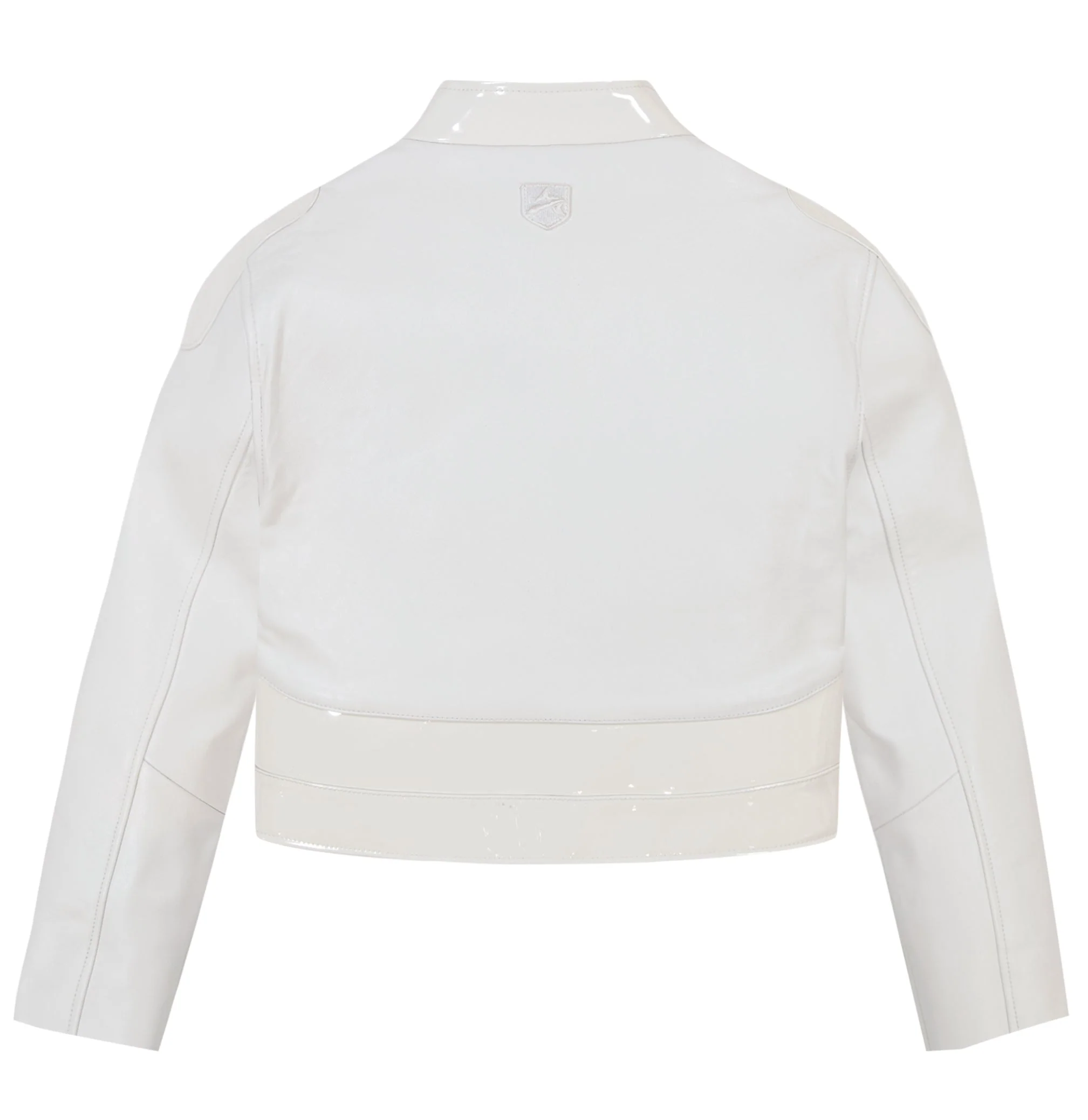 Cropped Patent Leather Moto Jacket | Snow White - Image 2