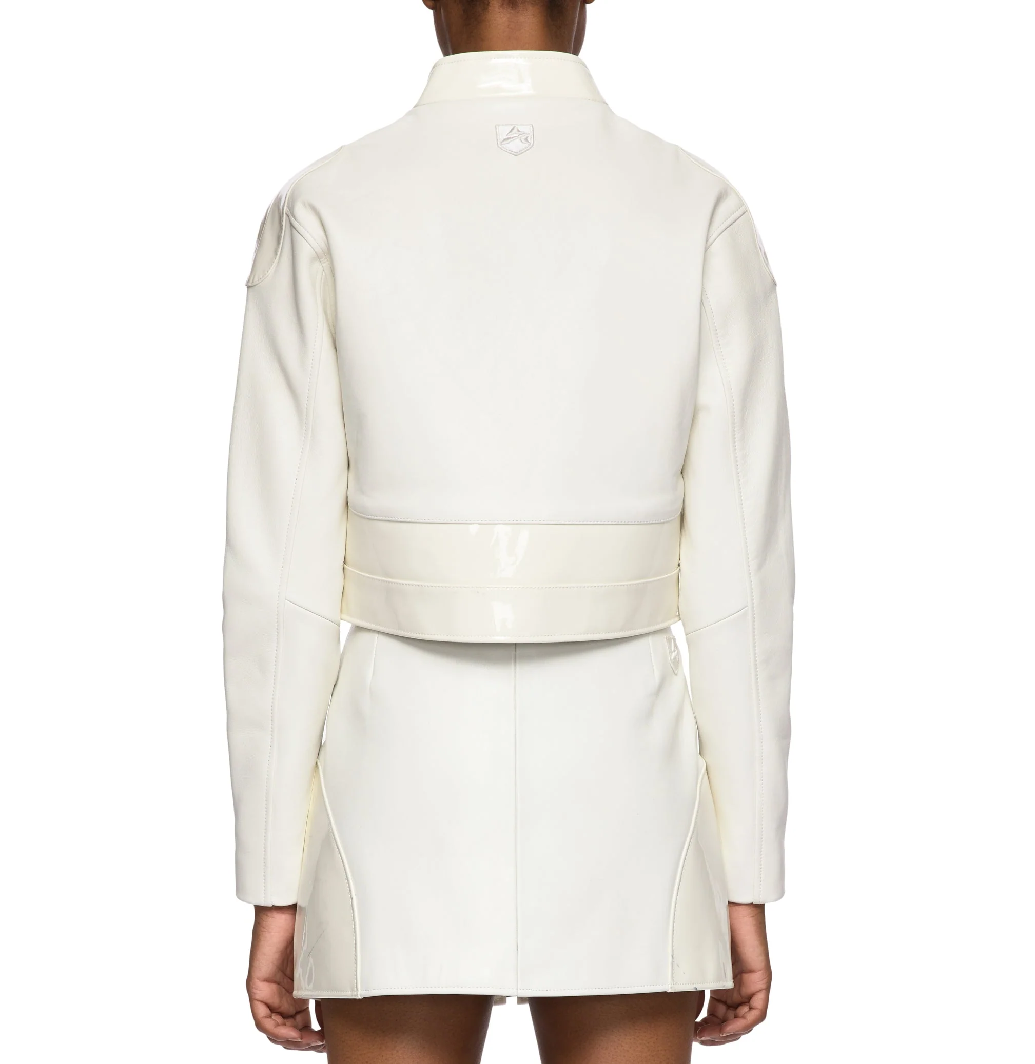 Cropped Patent Leather Moto Jacket | Snow White - Image 6