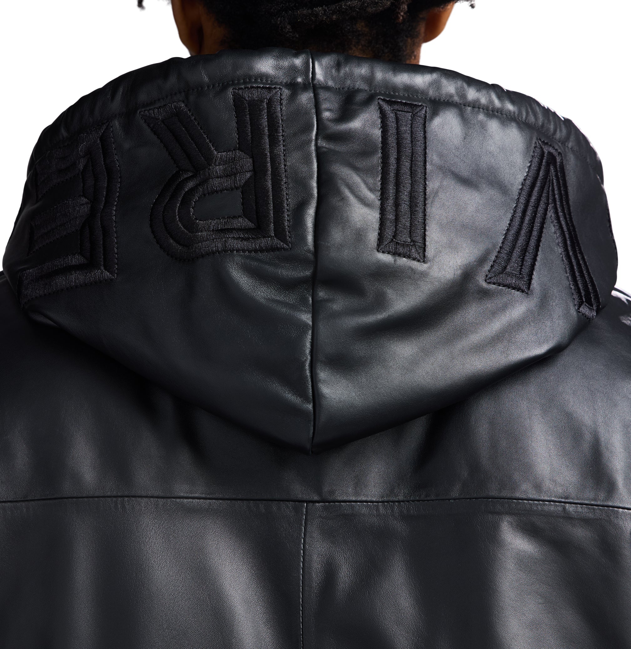 Nappa Leather Puffer Hoodie | Black - Image 9