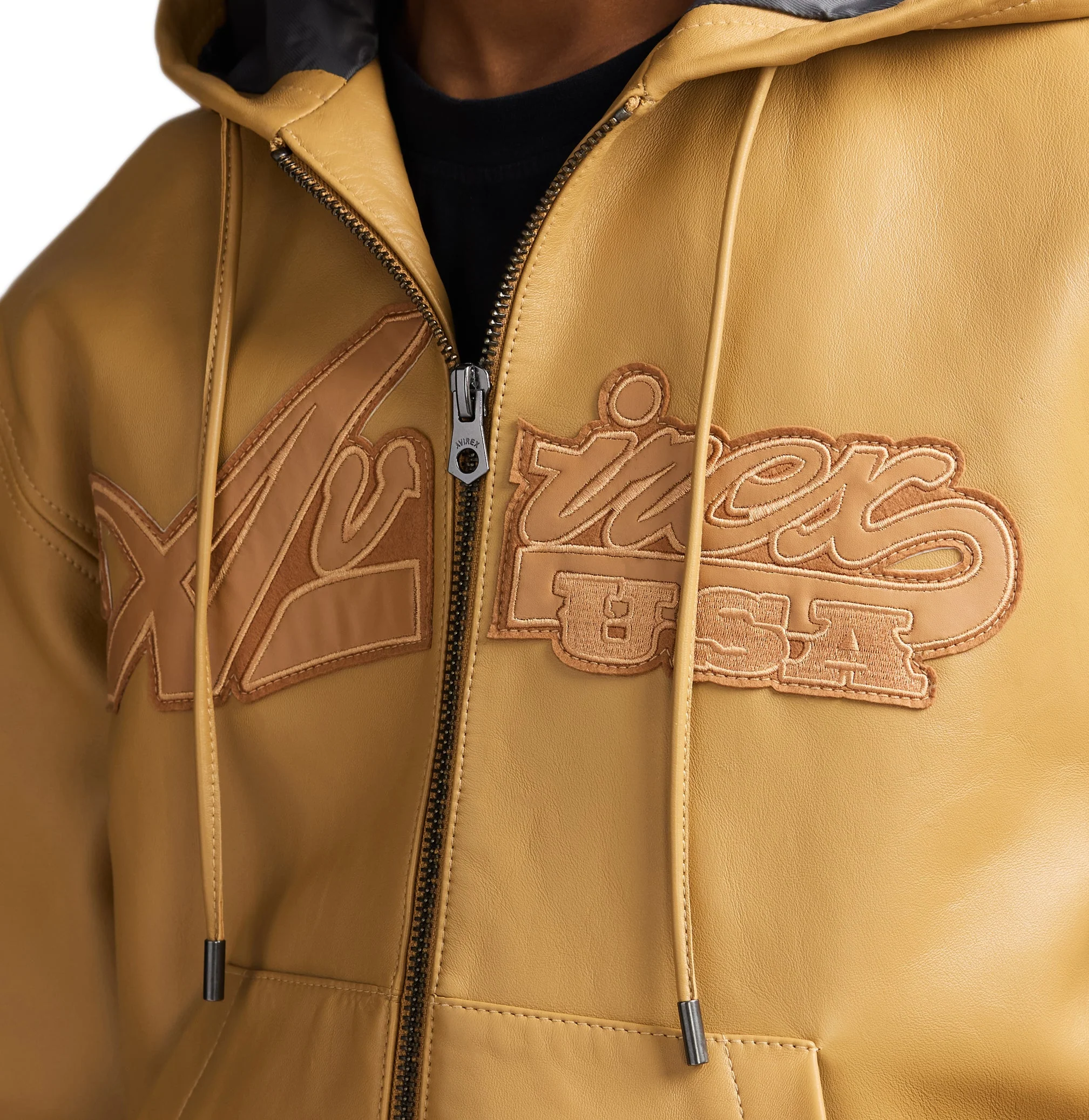 Script Nappa Leather Hoodie | Wheat - Image 8