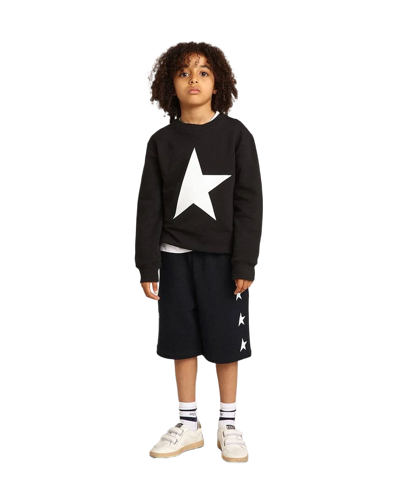 Boy | Bermuda Shorts With Stars | Dark Blue x White