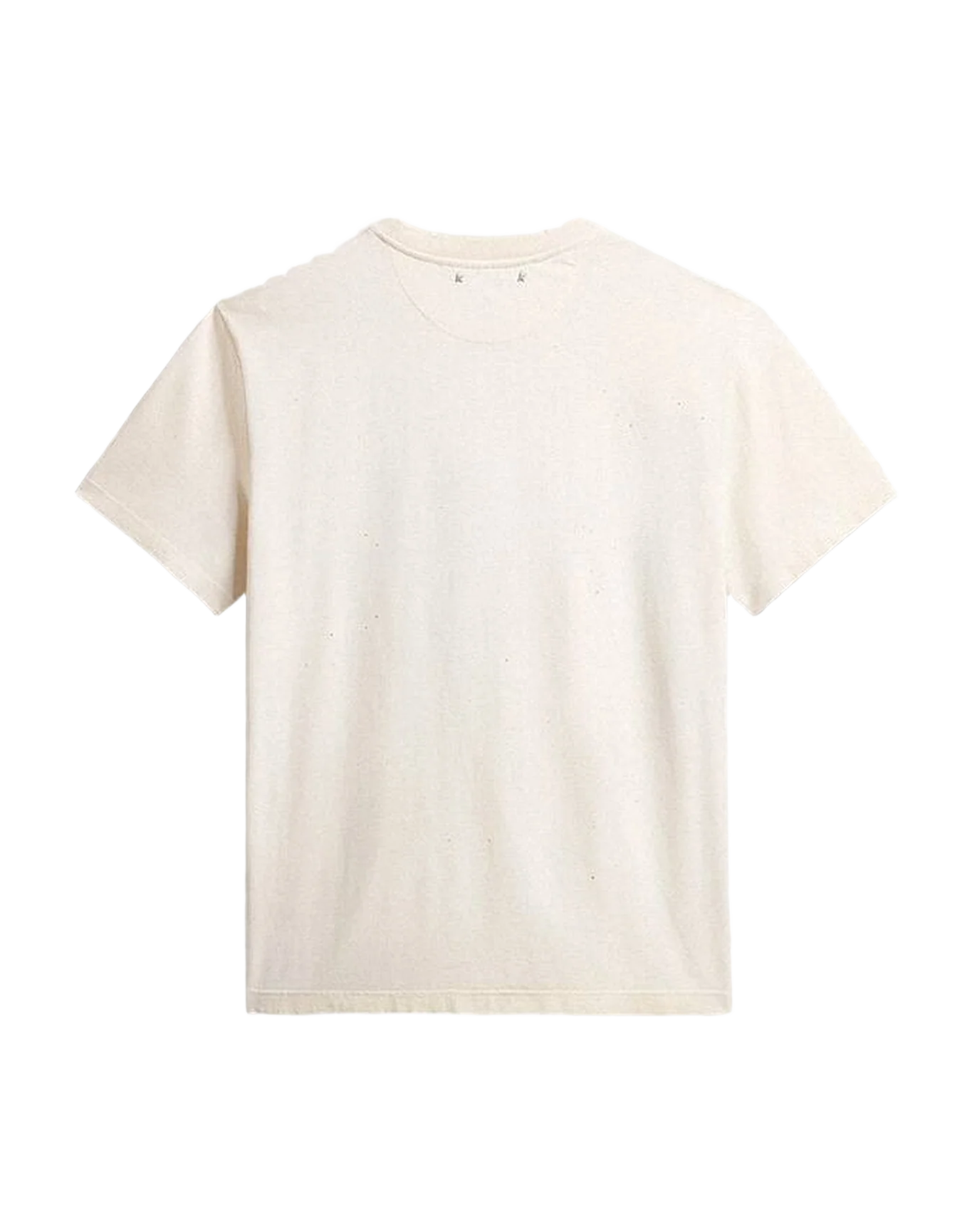 Men | Aged Cotton T Shirt With Gold Print | Heritage White x Black - Image 2