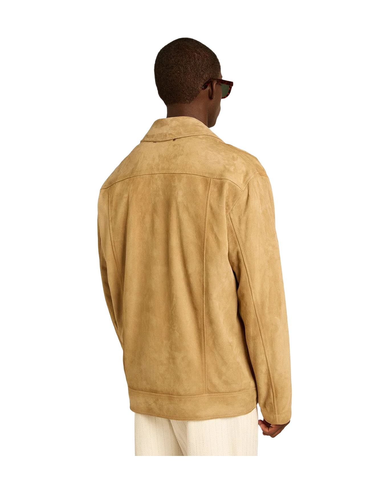 Men | Beige Colored Leather Jacket With Zip Fastening | Dark Taupe - Image 5