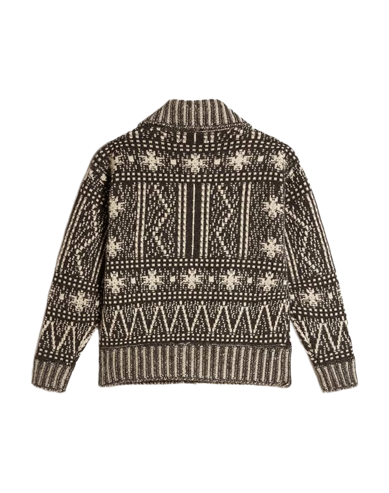 Men | Cardigan With Gray Fair Isle Pattern | Dark Melange Grey x Lamb''S Wool - Image 4