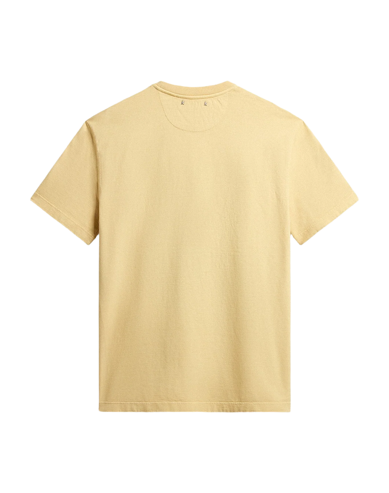 Men | Cotton T Shirt In Pale Yellow With Faded Lettering | Raffia x Dark Brown - Image 2