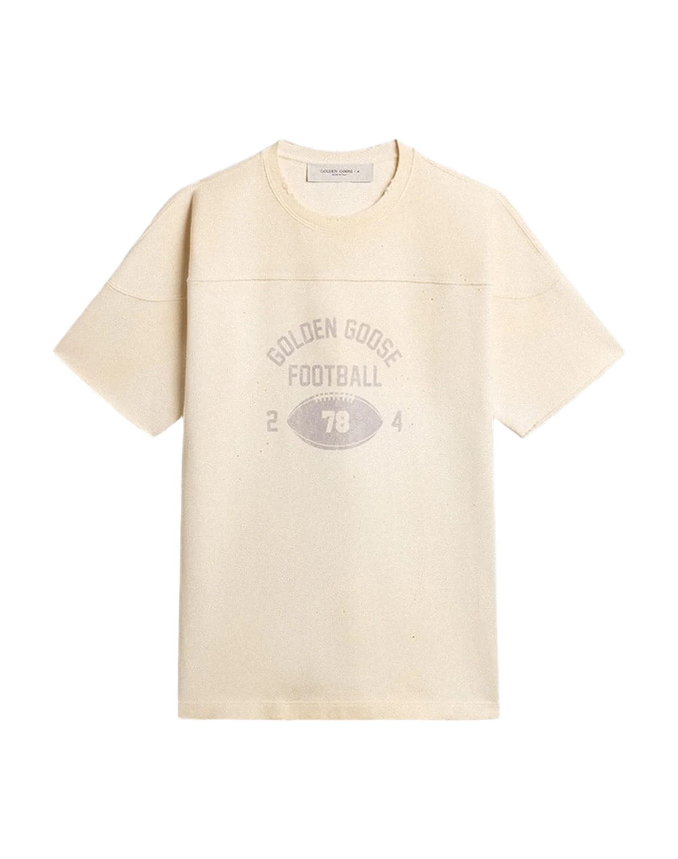 Men | Cotton T Shirt In Vintage With Raw Edge On The Front | Heritage White x Black