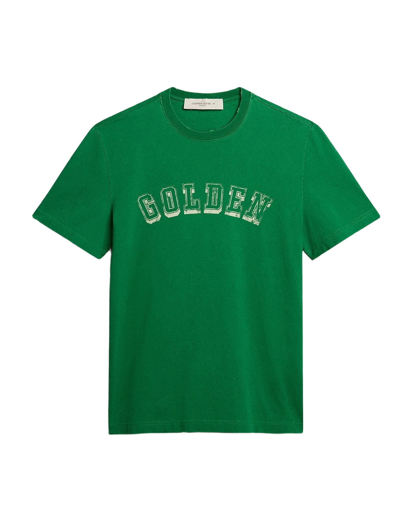 Men | Cotton T Shirt With Lettering At The Center | Green Jacket x Heritage White - Image 6