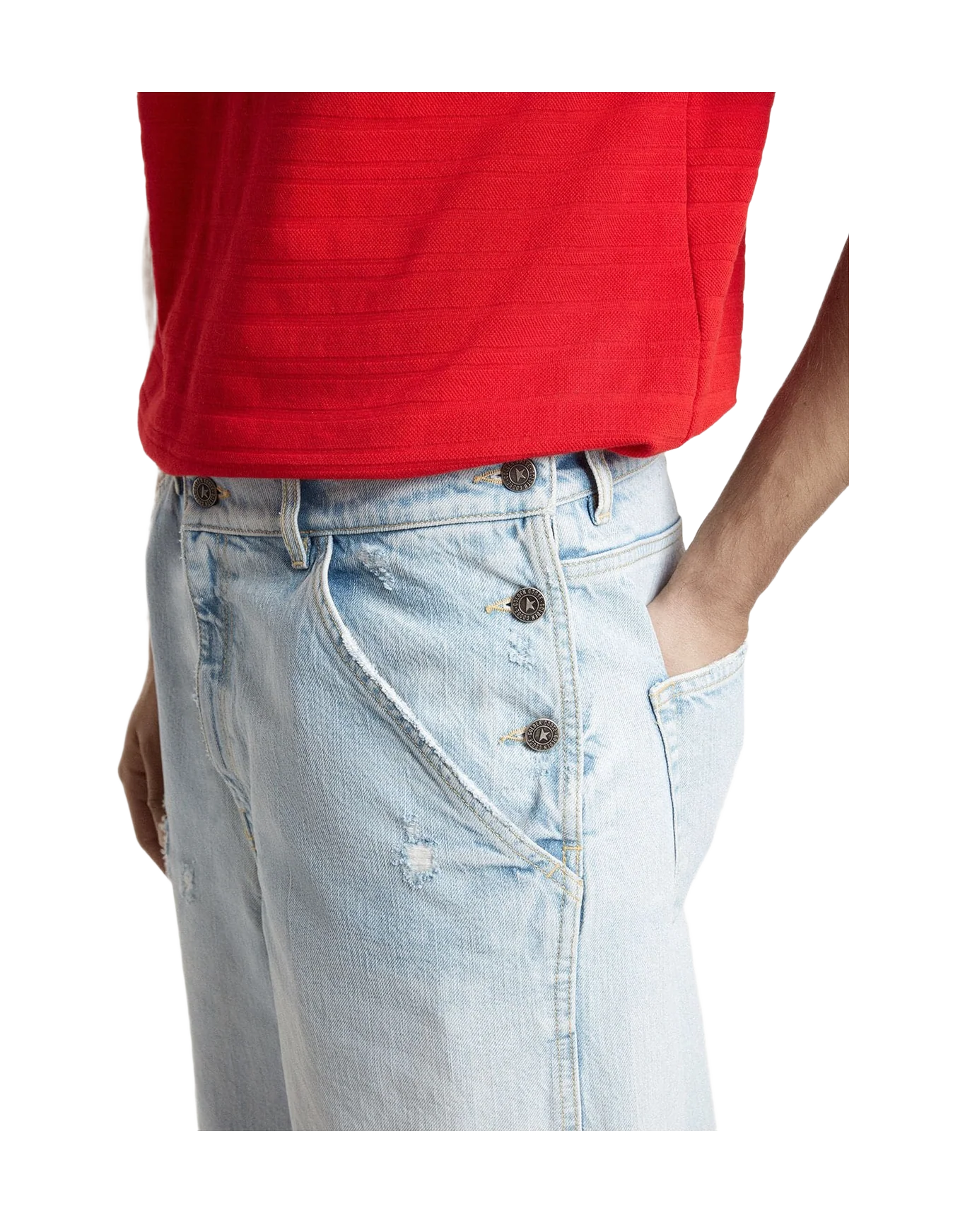 Men | Denim Bermuda Shorts With Lived In Effect | Cloud Blue - Image 6