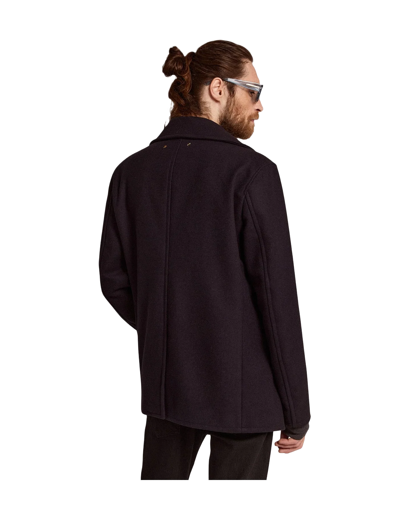 Men | Double Breasted Coat In Wool With Gold Buttons | Dark Blue - Image 7