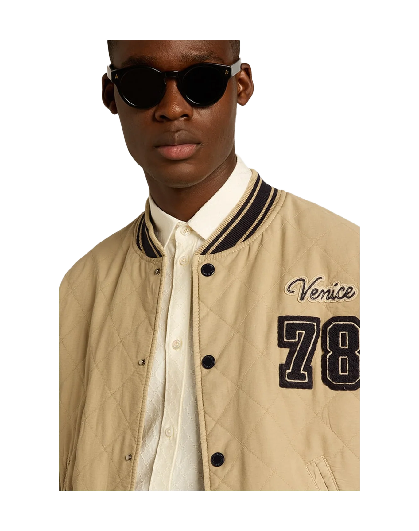 Men | Khaki Colored Quilted Cotton Bomber Jacket | Trench Coat - Image 4
