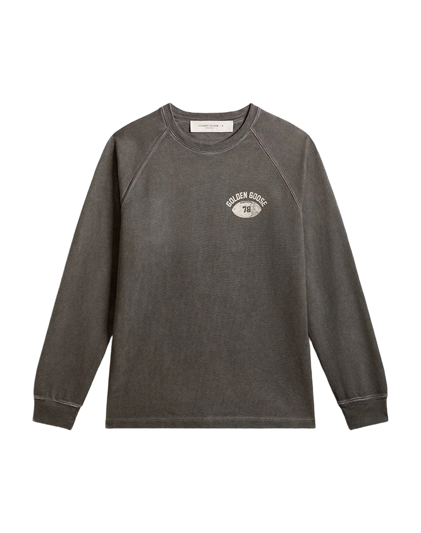 Men | Long Sleeved T Shirt In Gray Cotton With Logo On The Back | Anthracite x Heritage White - Image 3