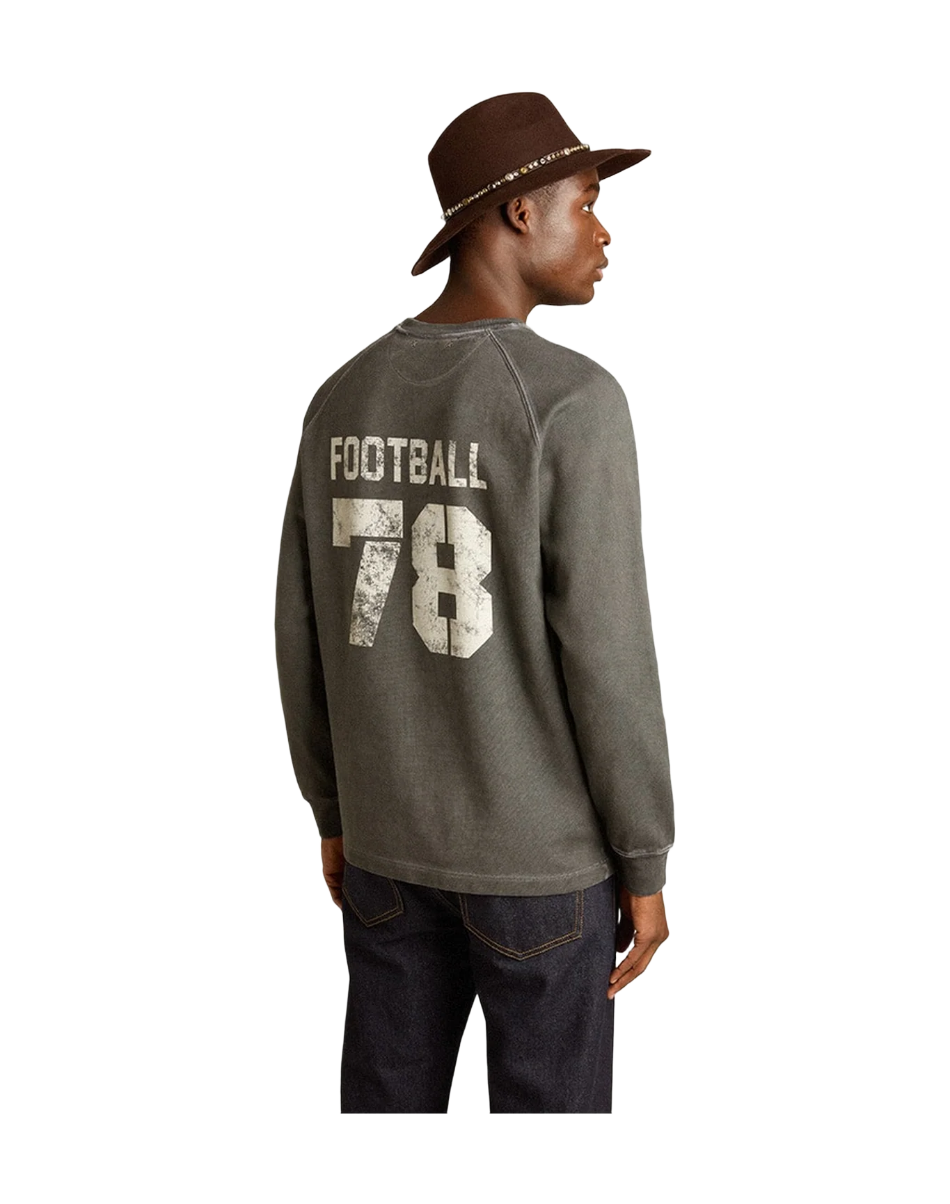 Men | Long Sleeved T Shirt In Gray Cotton With Logo On The Back | Anthracite x Heritage White - Image 4