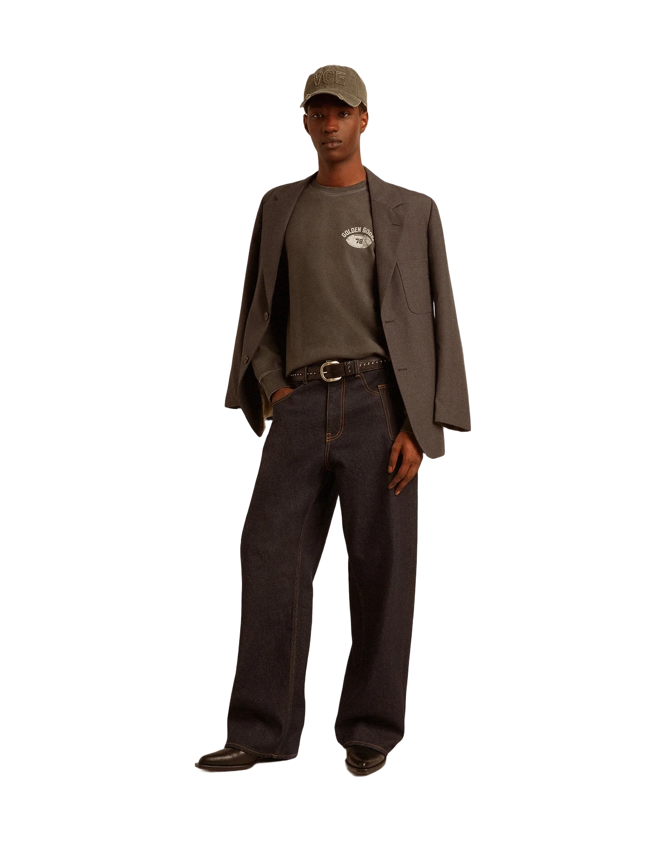 Men | Long Sleeved T Shirt In Gray Cotton With Logo On The Back | Anthracite x Heritage White - Image 9