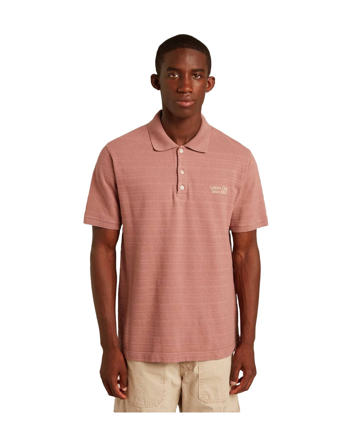 Men | Pink Colored Cotton Piquet Polo Shirt | Rose Taupe