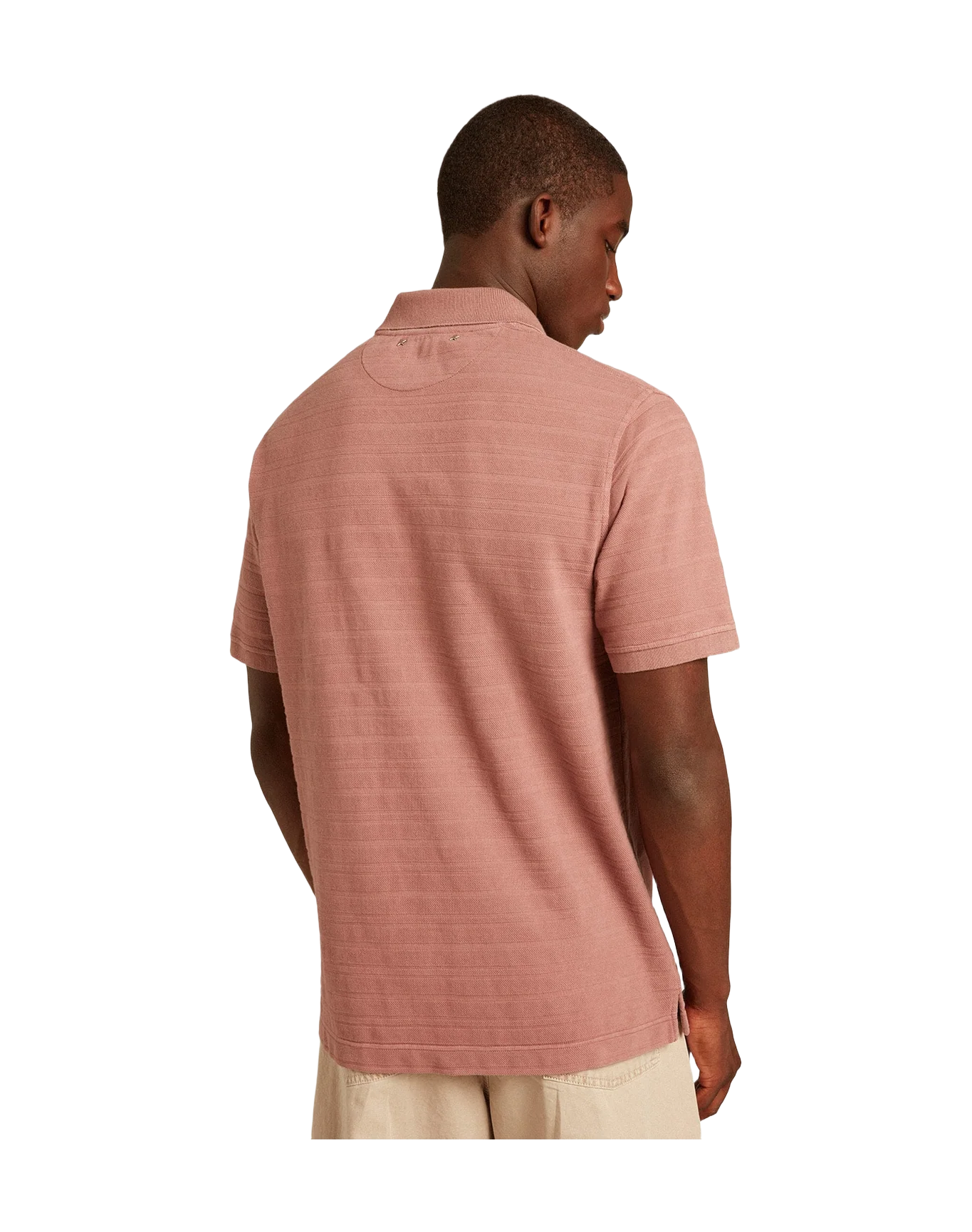 Men | Pink Colored Cotton Piquet Polo Shirt | Rose Taupe - Image 3