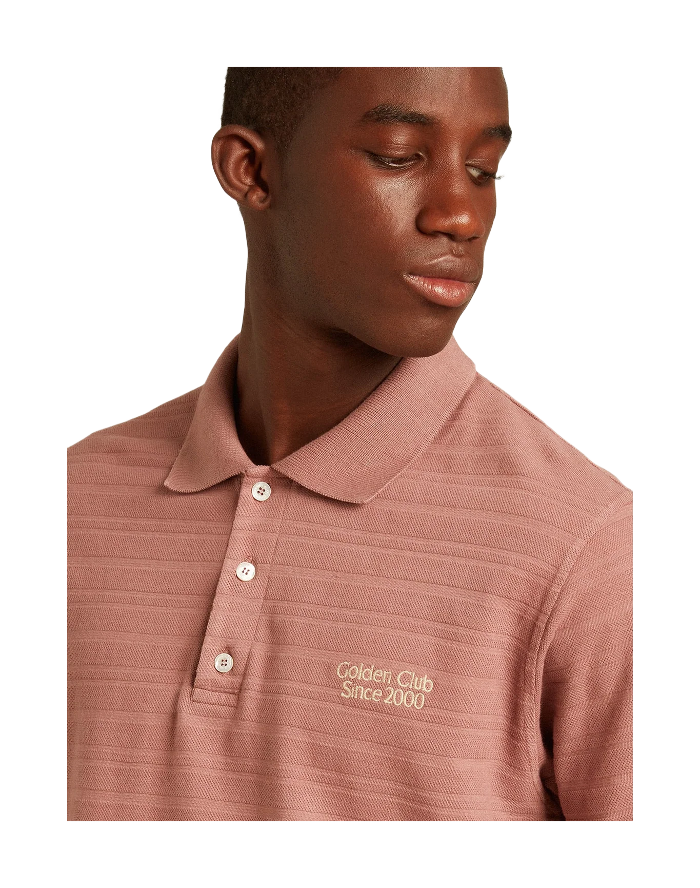 Men | Pink Colored Cotton Piquet Polo Shirt | Rose Taupe - Image 6