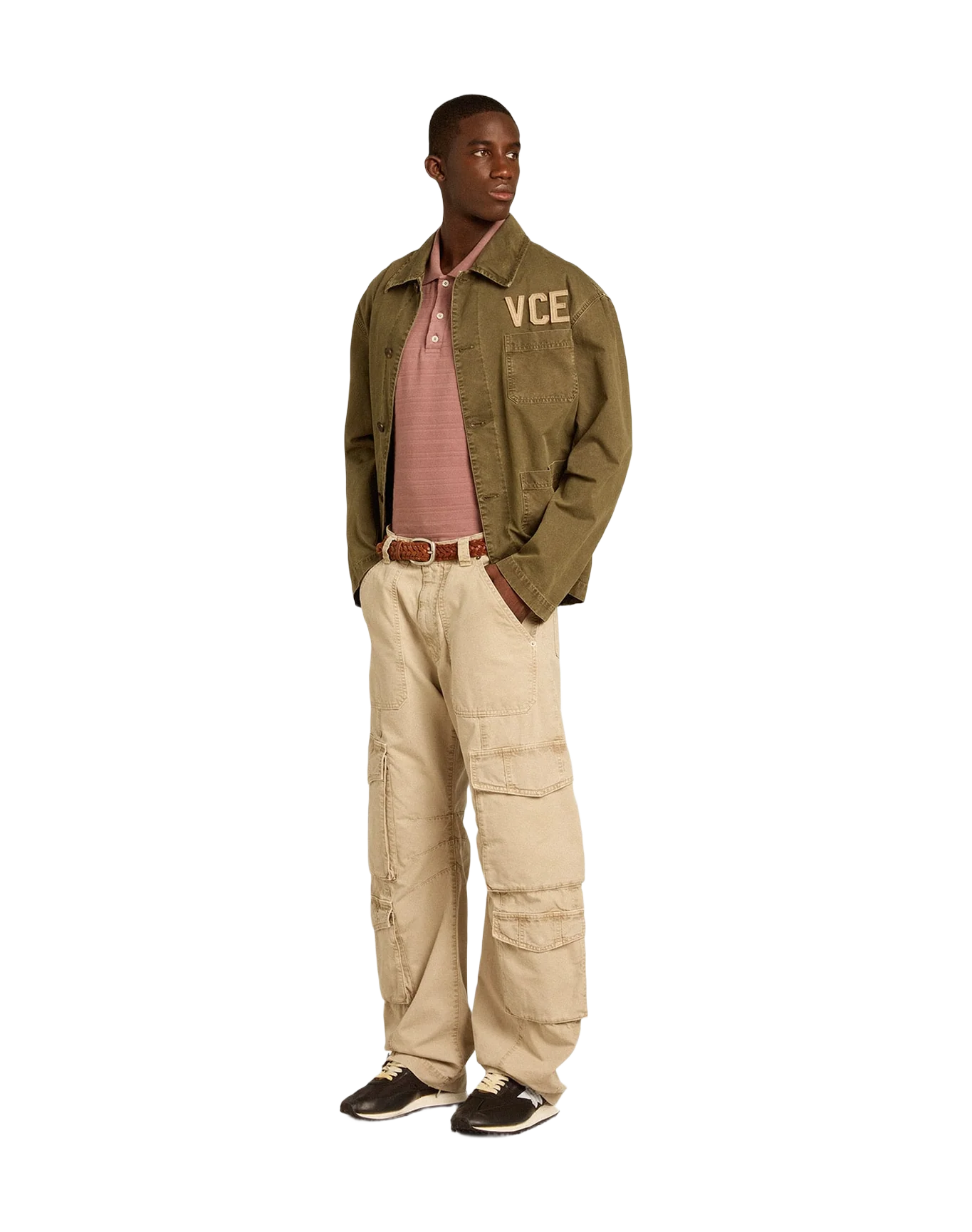 Men | Pink Colored Cotton Piquet Polo Shirt | Rose Taupe - Image 9