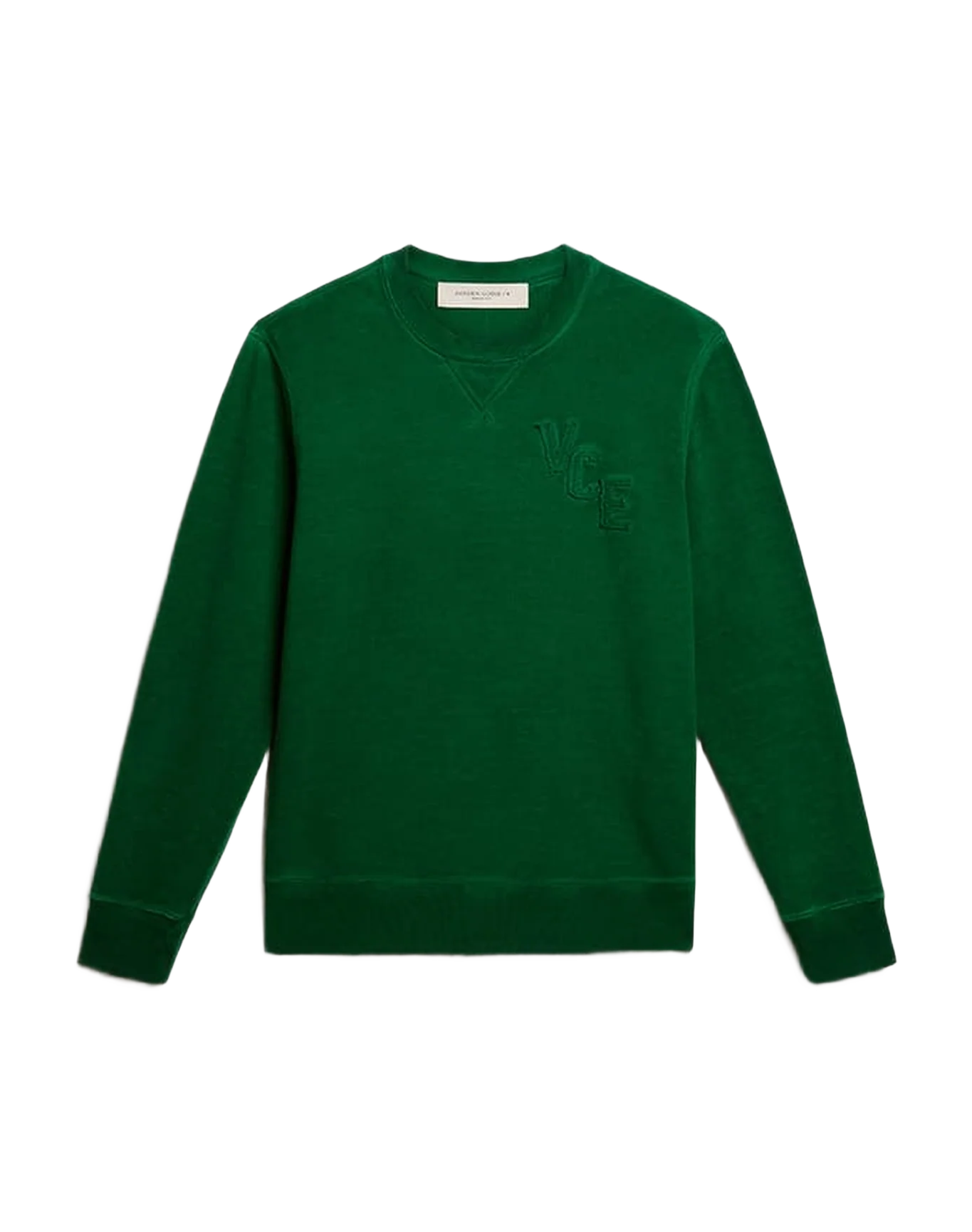 Men | Round Neck Sweatshirt In Cotton Fleece | Green Jacket - Image 8