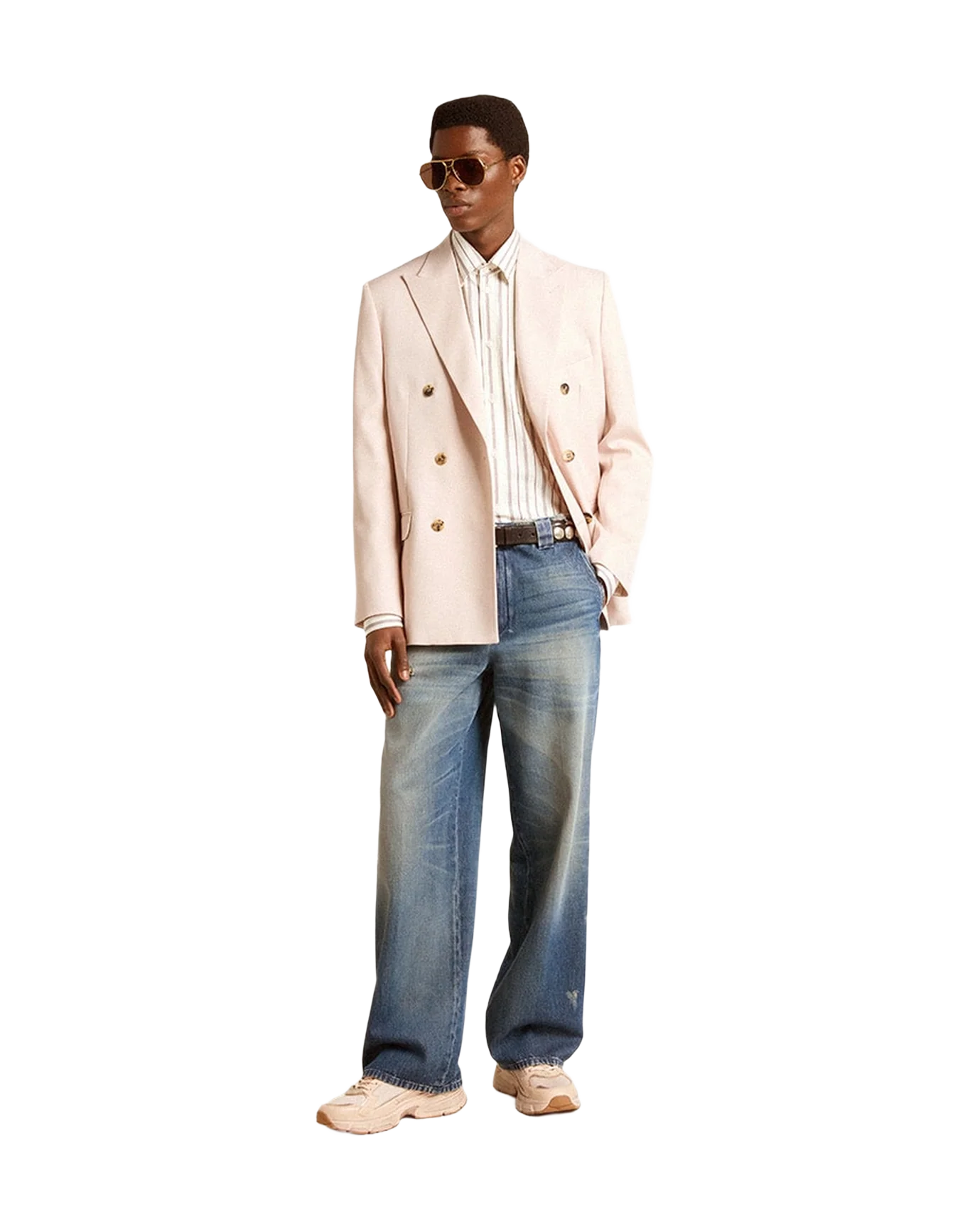 Men | Single Breasted Blazer In With Horn Buttons | Sand - Image 2
