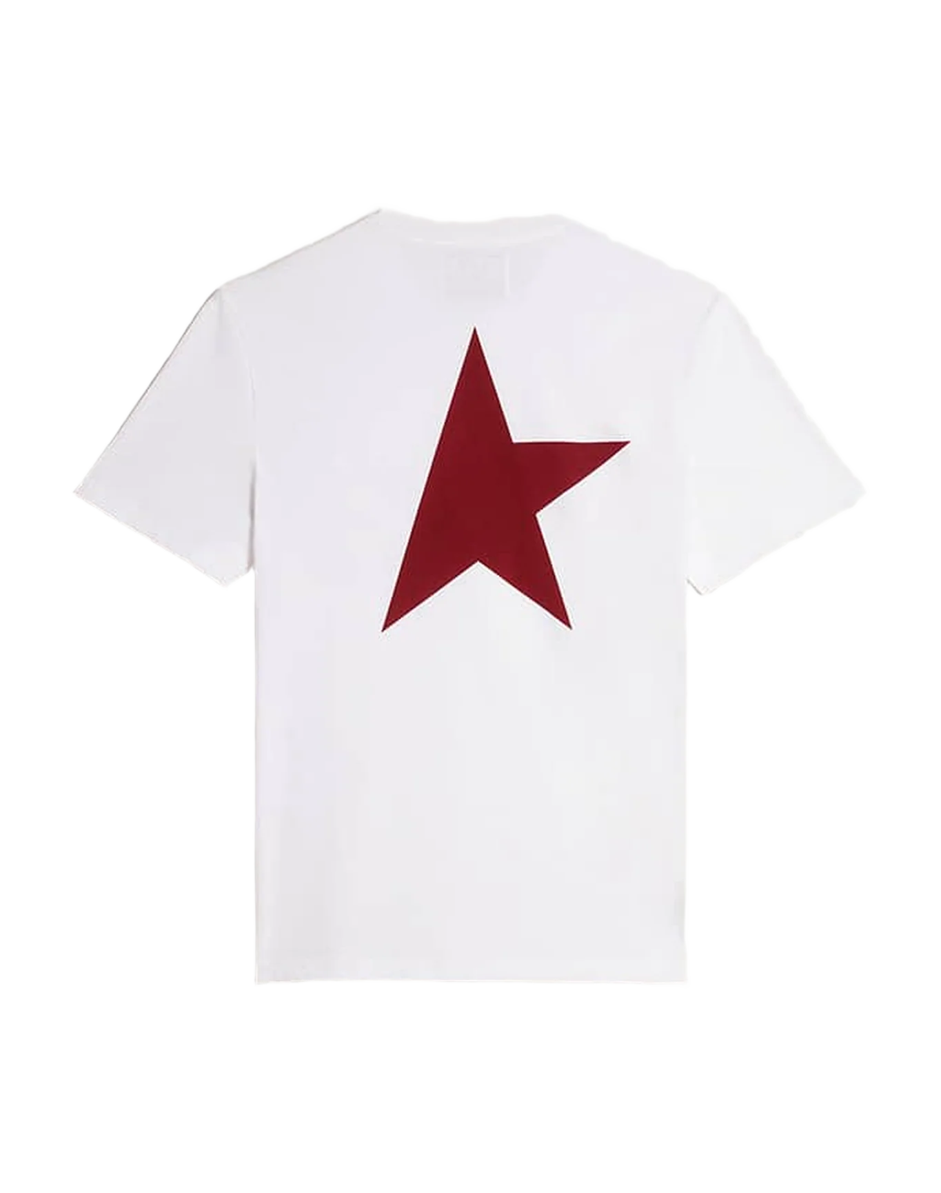Men | T Shirt With Contrasting Burgundy Logo And Star | Optic White x Windsor Wine - Image 7