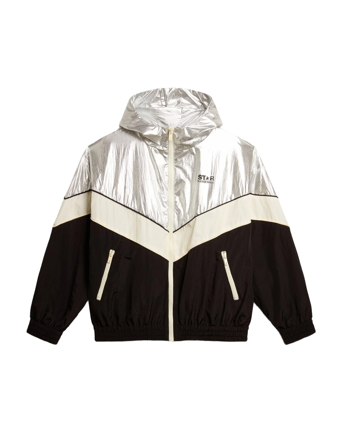 Men | Windcheater In And Technical Fabric | Silver x Dark Papyrus x Black