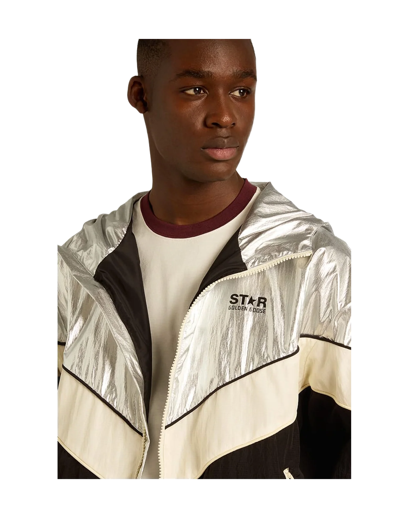 Men | Windcheater In And Technical Fabric | Silver x Dark Papyrus x Black - Image 10