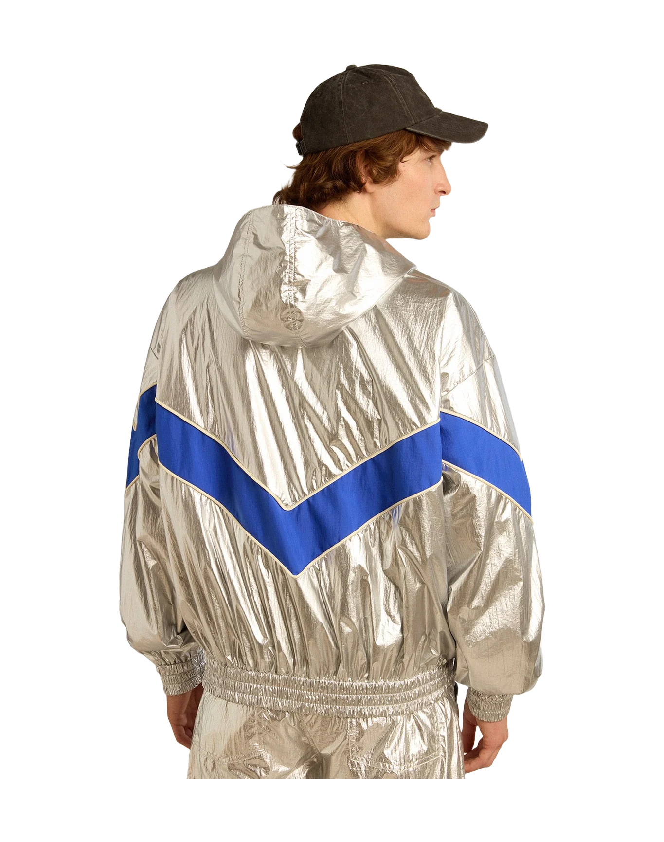 Men | Windcheater In Technical Fabric | Silver x Marathon Blue - Image 4