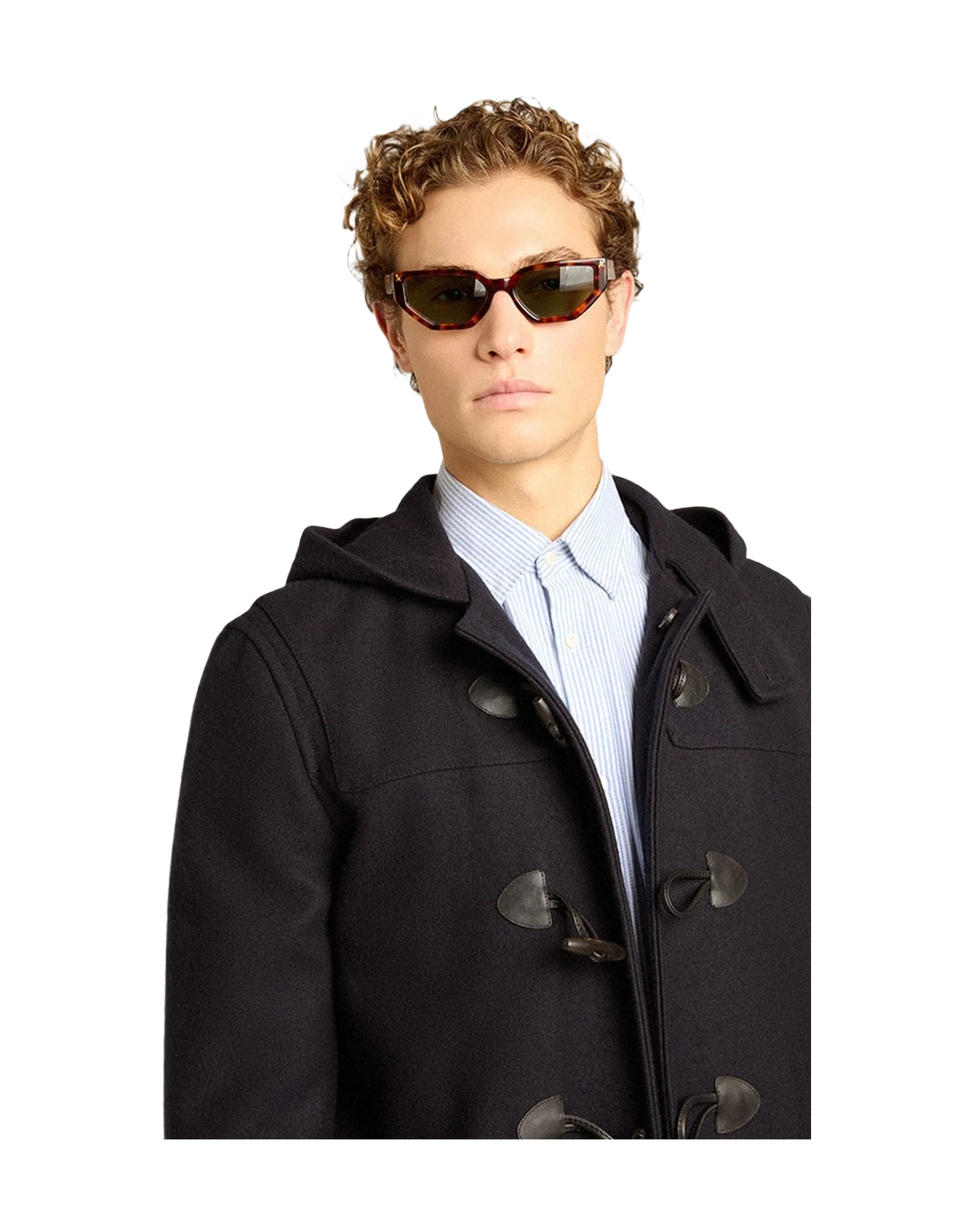 Men | Wool Duffle Coat With Hood And Toggle Fastening | Dark Blue - Image 11
