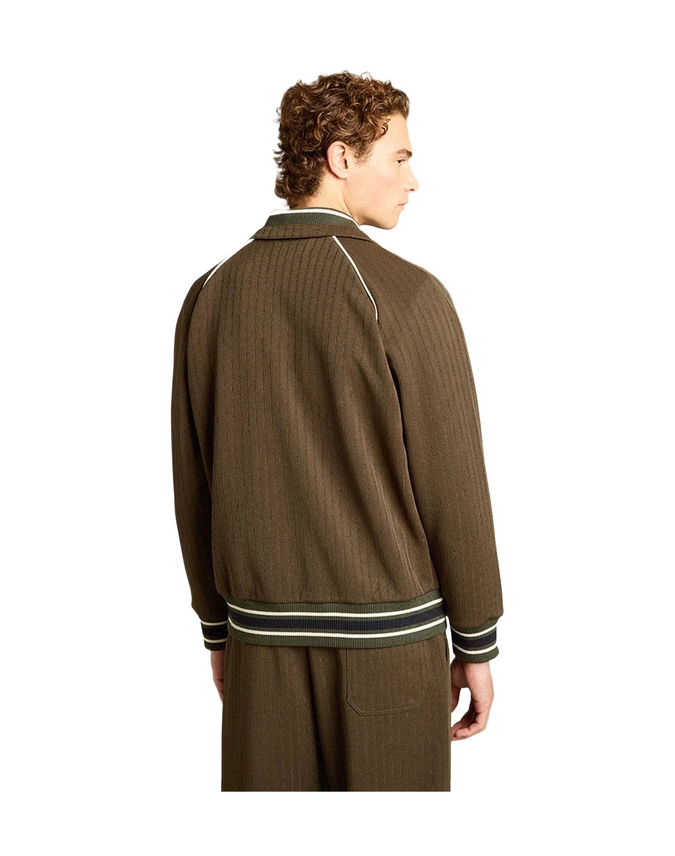 Men | Zipped Sweatshirt With White Logo | Military Green x Papyrus - Image 8
