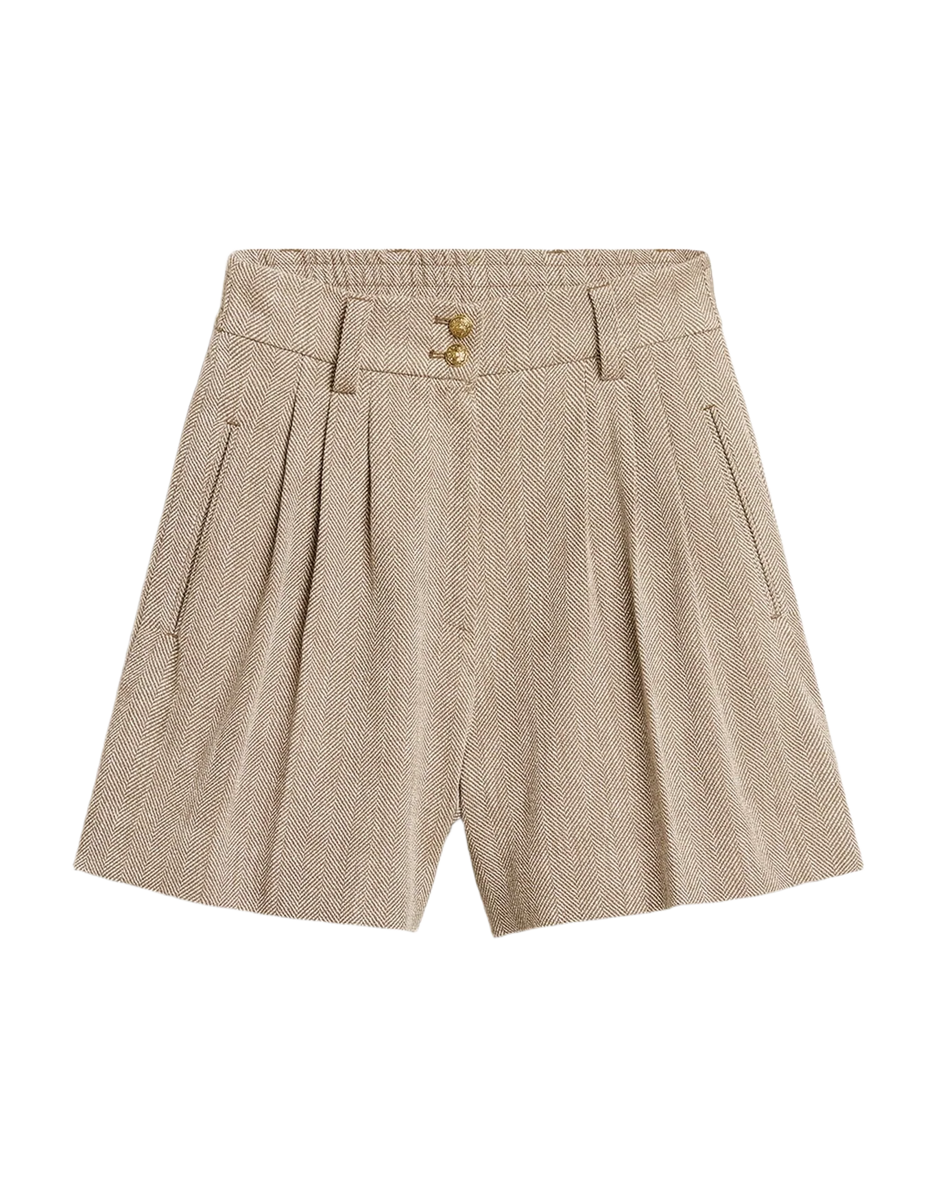 Women | Aged Cotton Shorts With Elasticated Waist | Dark Olive x Vintage White
