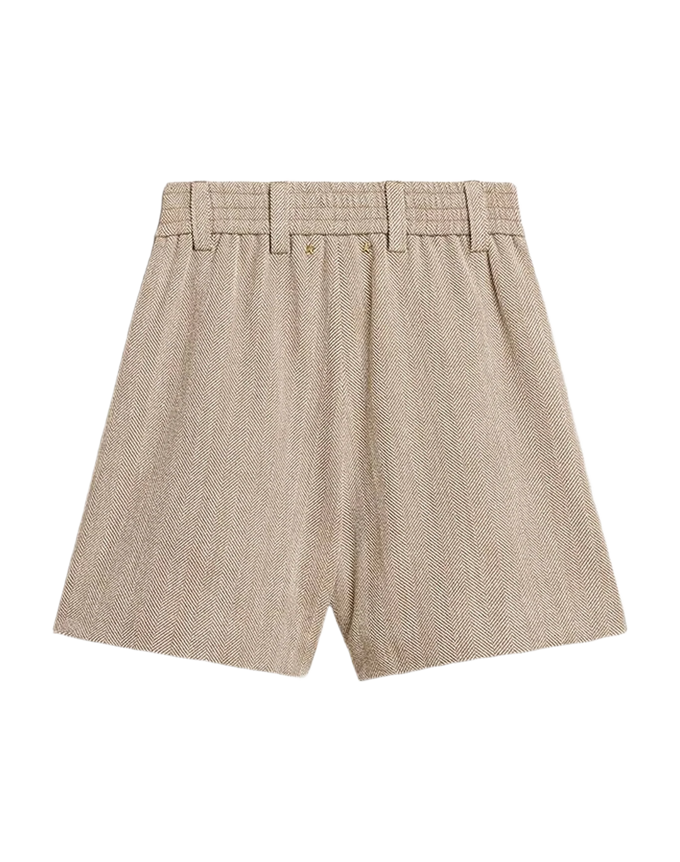 Women | Aged Cotton Shorts With Elasticated Waist | Dark Olive x Vintage White - Image 2