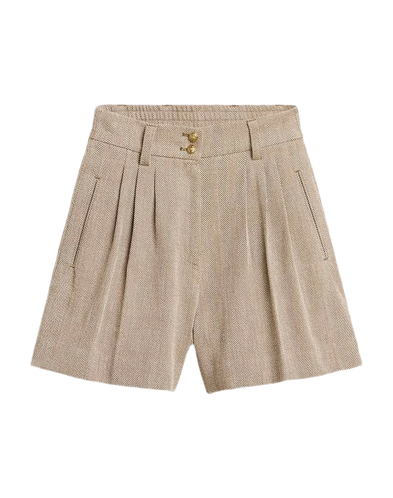 Women | Aged Cotton Shorts With Elasticated Waist | Dark Olive x Vintage White - Image 9