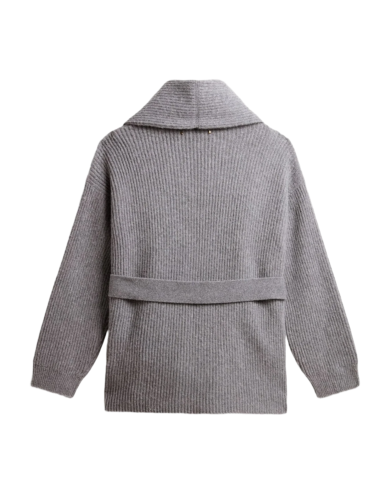 Women | Cardigan In Gray Wool With Embroidery On The Front | Grey Melange - Image 11