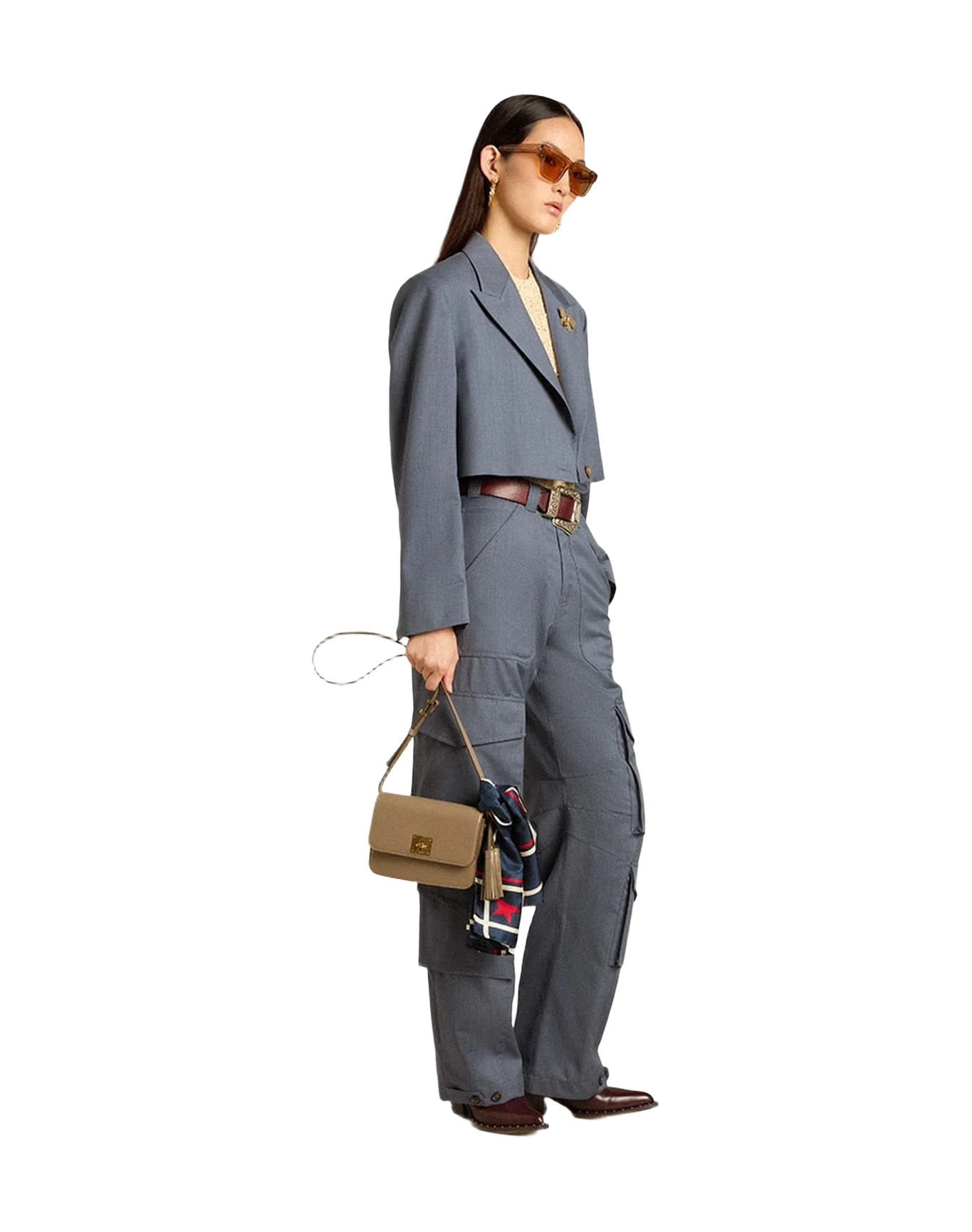 Women | Cargo Pants In Baby Blue Wool | Grisallie - Image 7