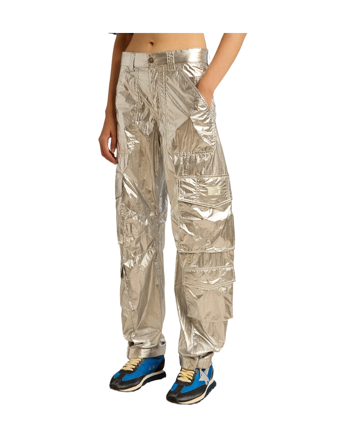Women | Cargo Pants In Technical Fabric | Silver (V2) - Image 6