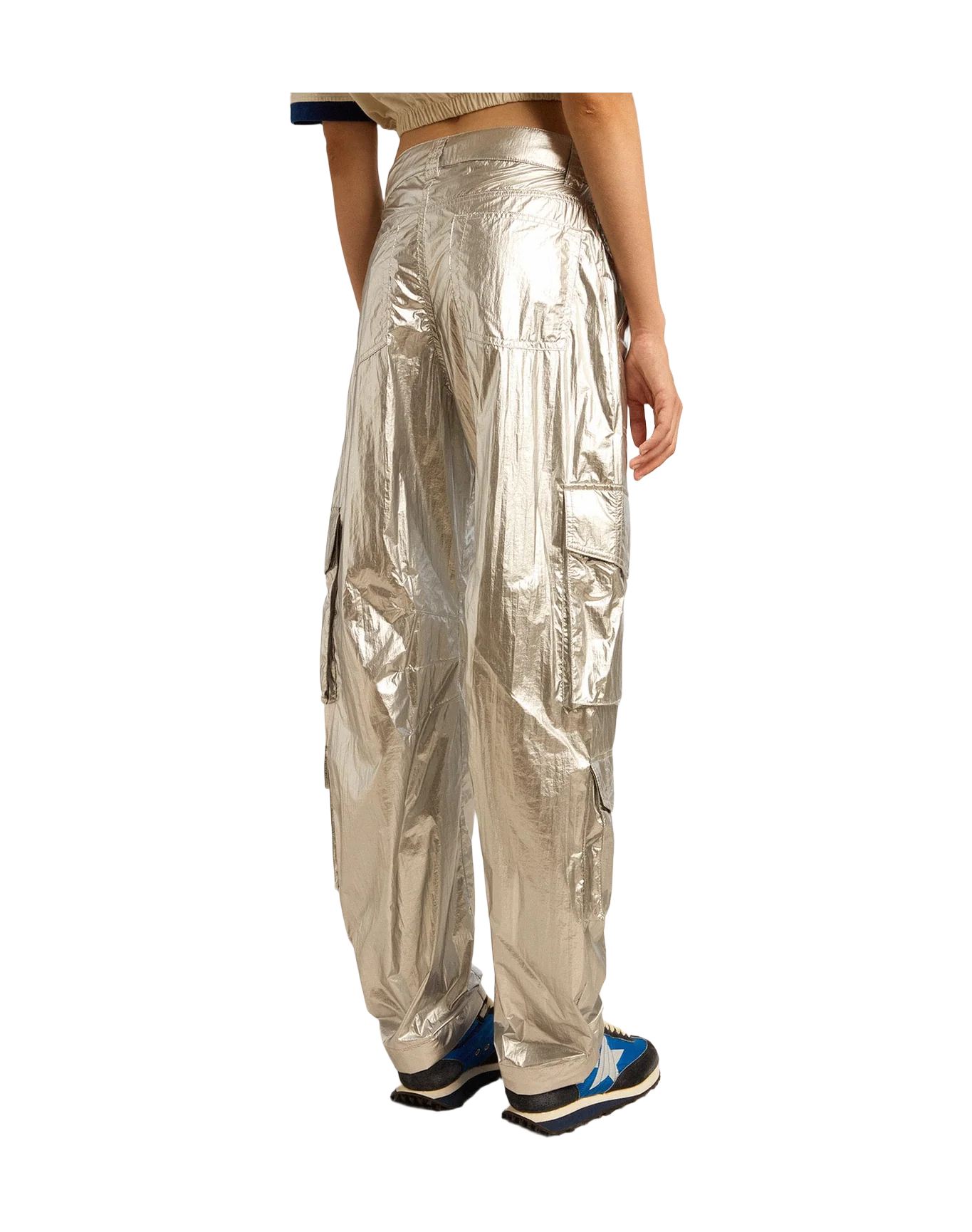 Women | Cargo Pants In Technical Fabric | Silver (V2) - Image 7