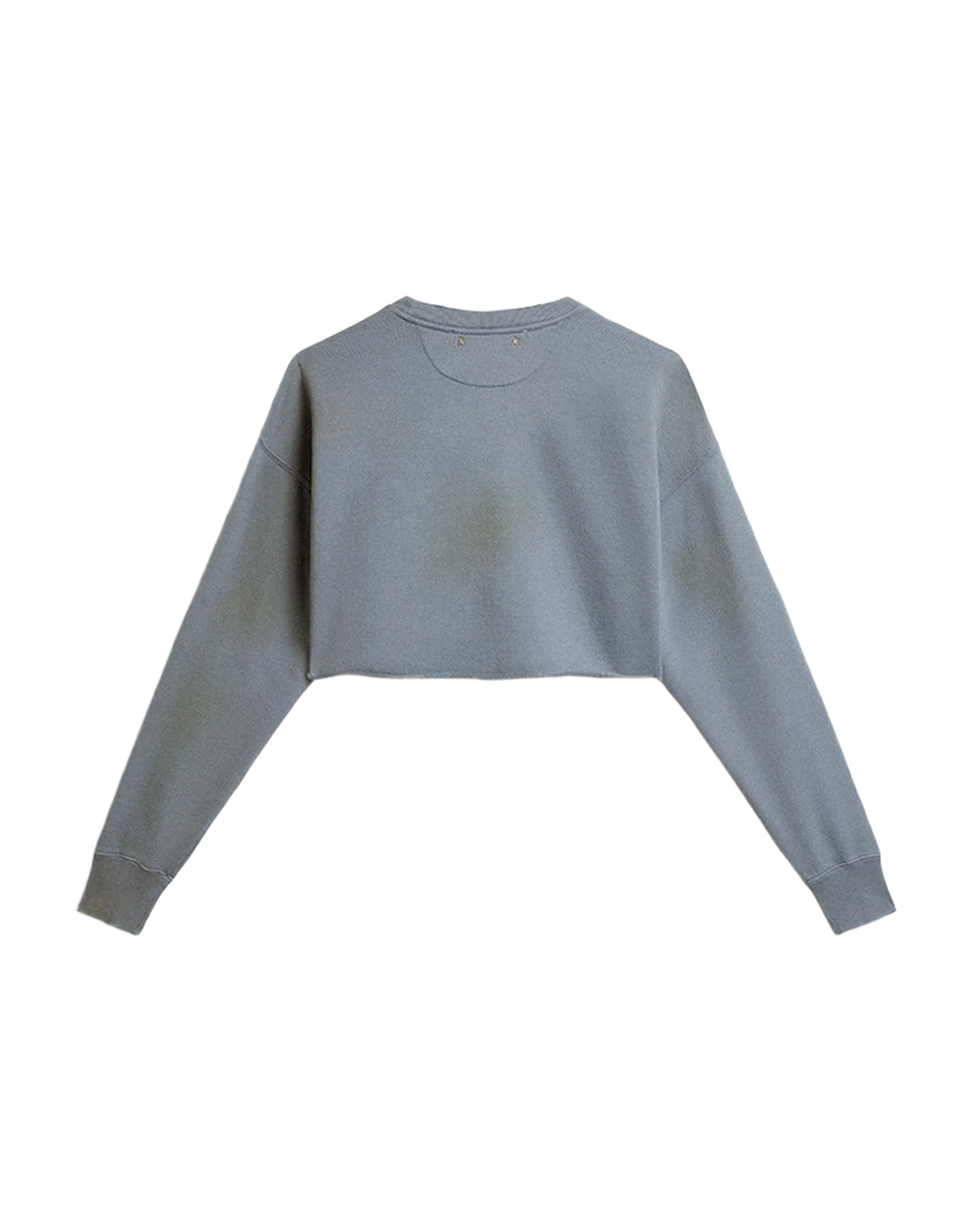 Women | Cropped Sweatshirt In Baby With Distressed Finish | Windward Blue x Heritage White - Image 3