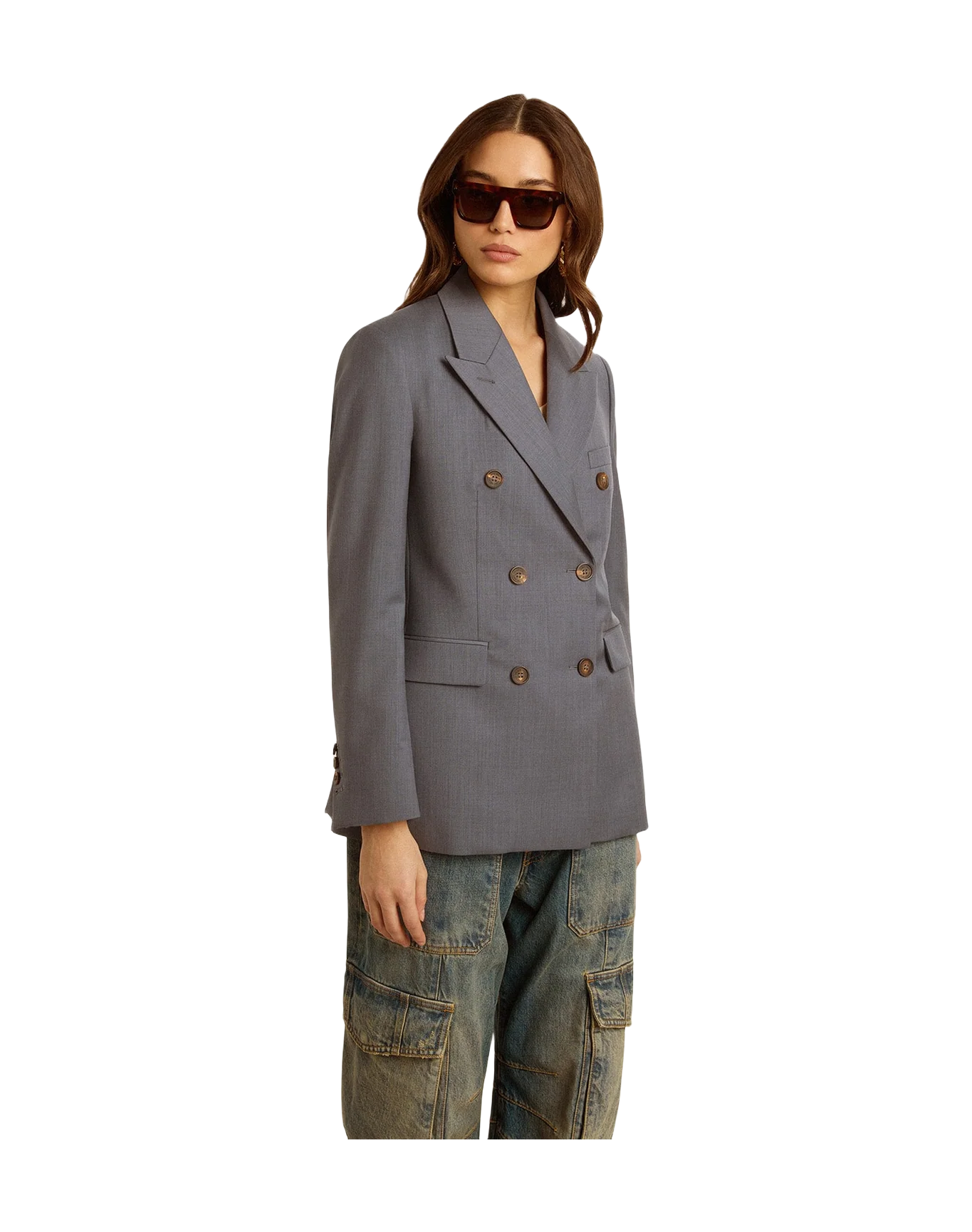 Women | Double Breasted Blazer In Baby Blue | Grisallie - Image 4