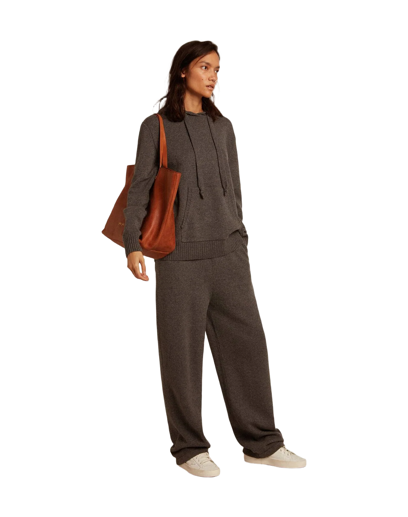 Women | Gray Cashmere Blend Joggers | Grey Melange - Image 7