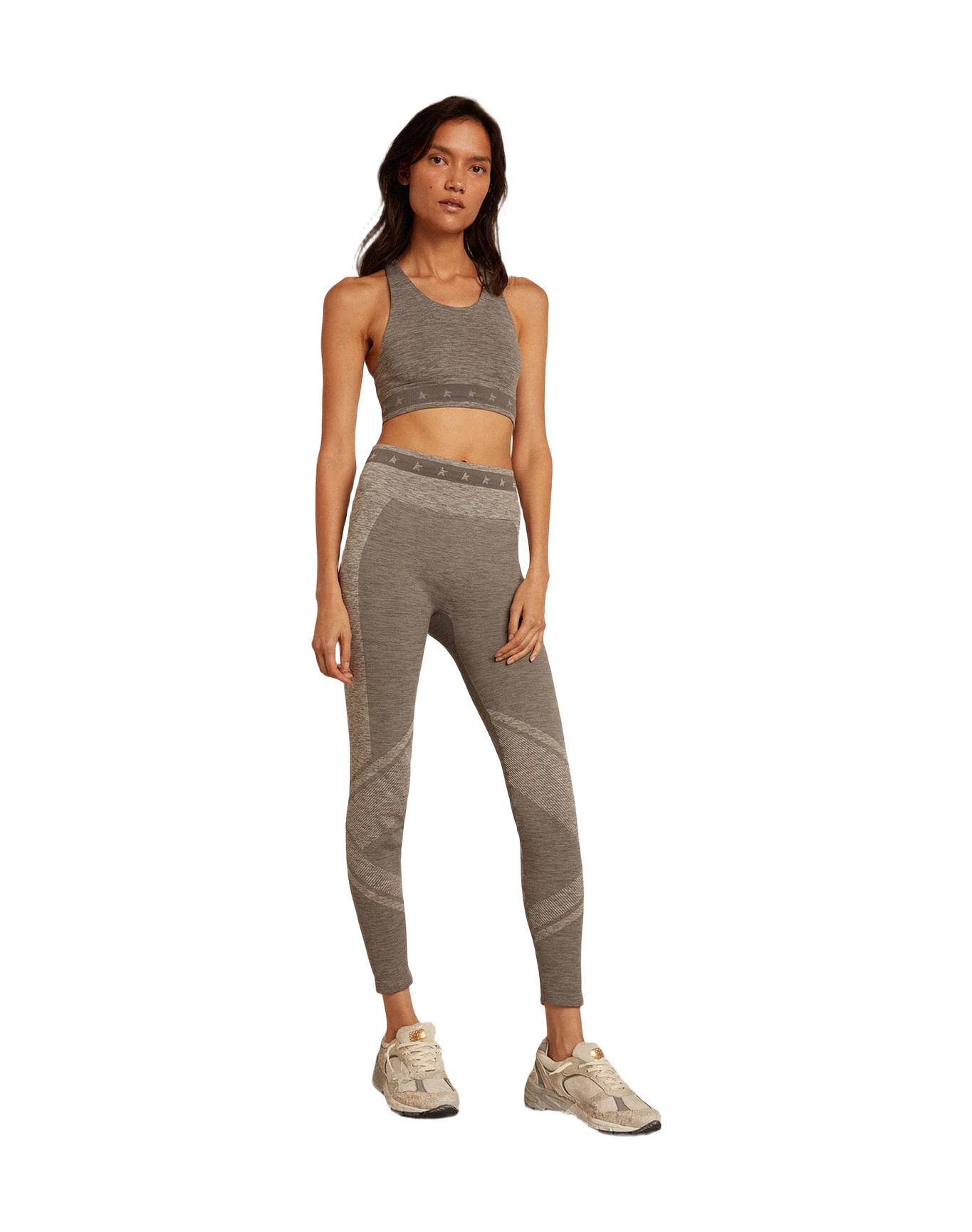 Women | Gray Leggings With Mixed Stitching | Melange Grey