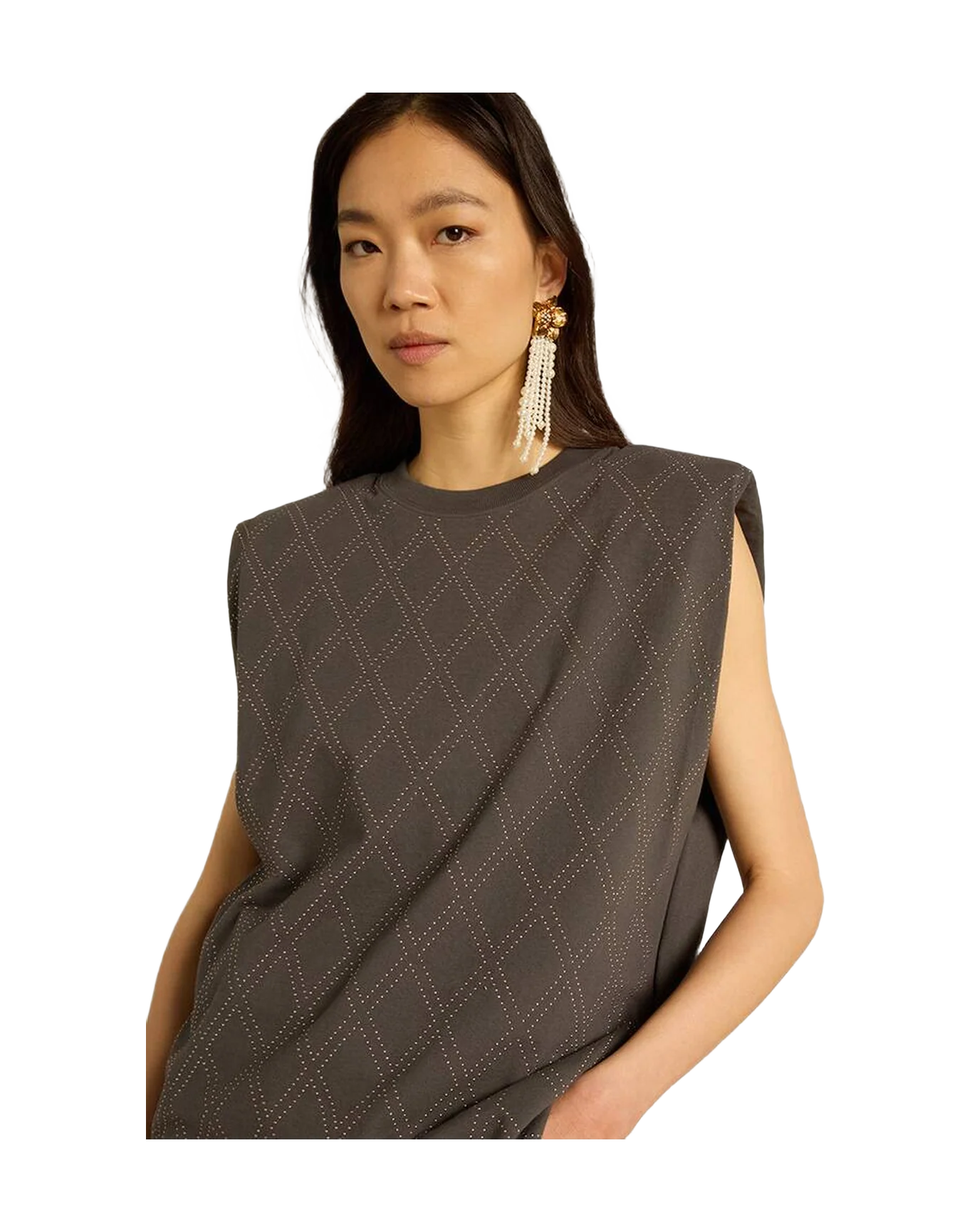 Women | Gray Sleeveless T Shirt | Anthracite - Image 4