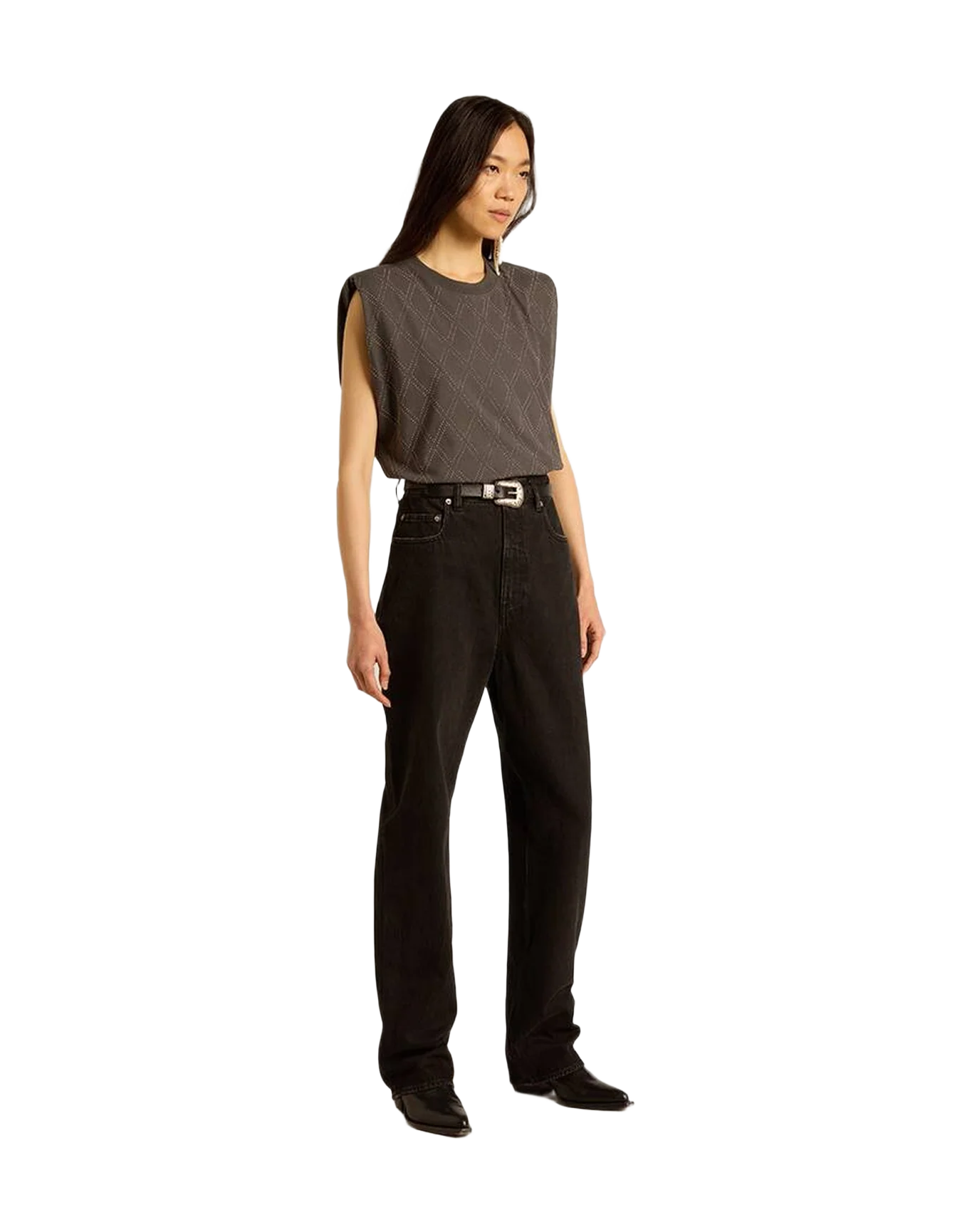Women | Gray Sleeveless T Shirt | Anthracite - Image 5