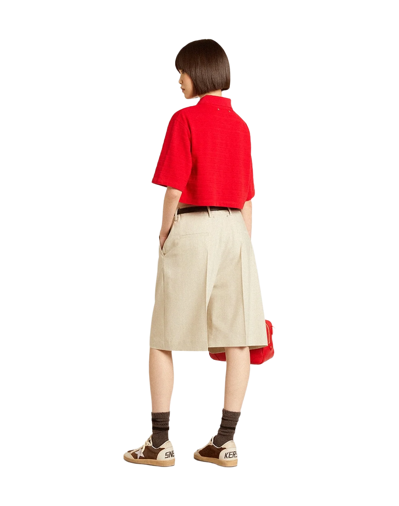 Women | Journey Cropped Polo In Cotton | Haute Red - Image 3