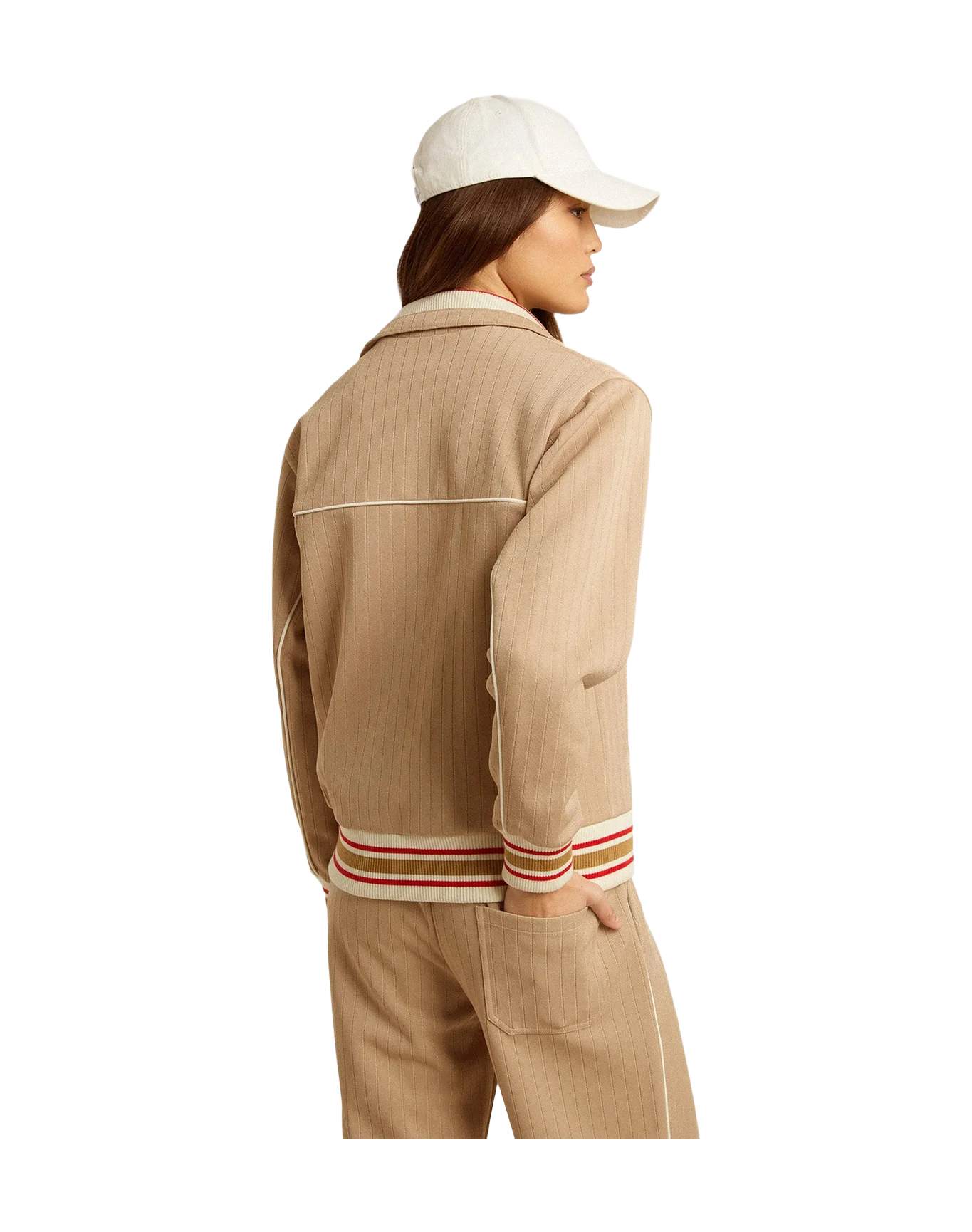 Women | Light Beige Zipped Sweatshirt With White Logo | Pale Khaki x Papyrus - Image 9